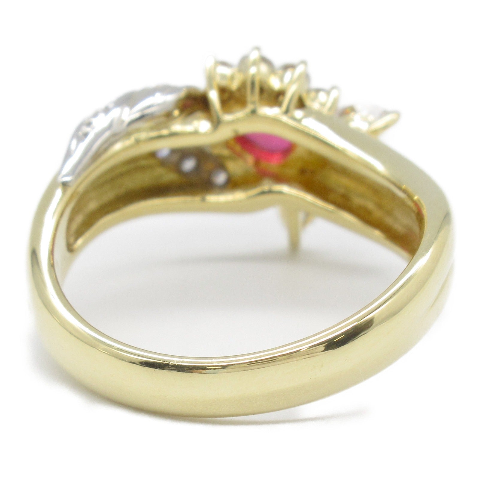 JEWELRY 18K黃金/PT900鉑金Chikako Kaku Ring紅寶石/鑽石戒指US#6.25