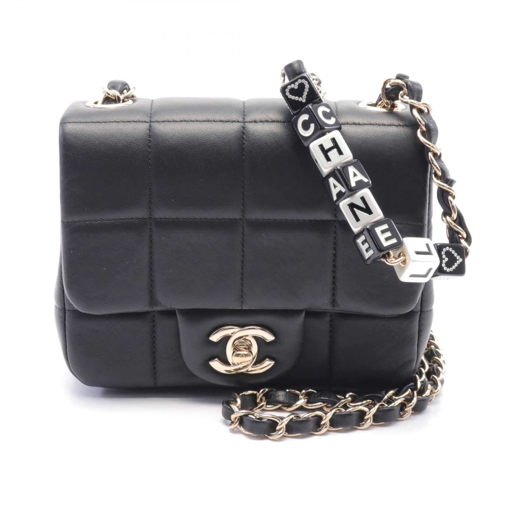 CHANEL 皮革Chocolate Bar Mini Flap金扣肩背袋