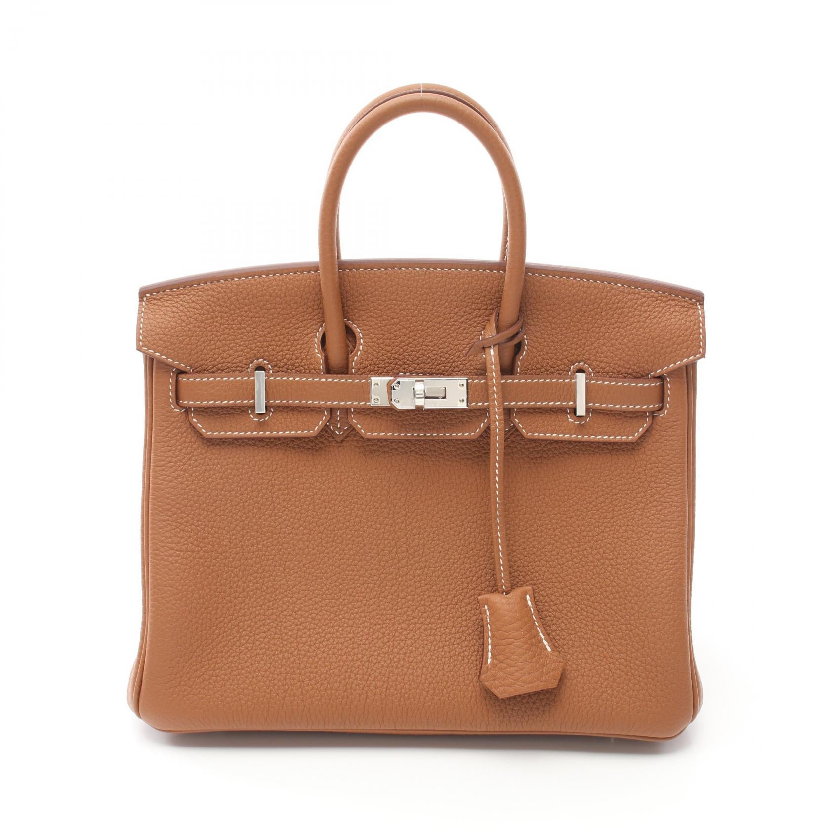 HERMES Togo皮革Birkin 25銀扣手挽袋Gold