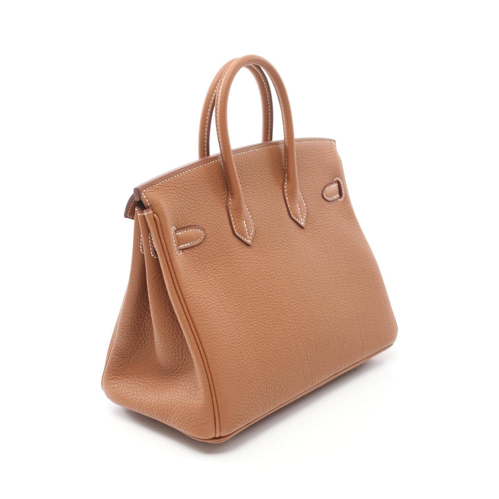 HERMES Togo皮革Birkin 25銀扣手挽袋Gold