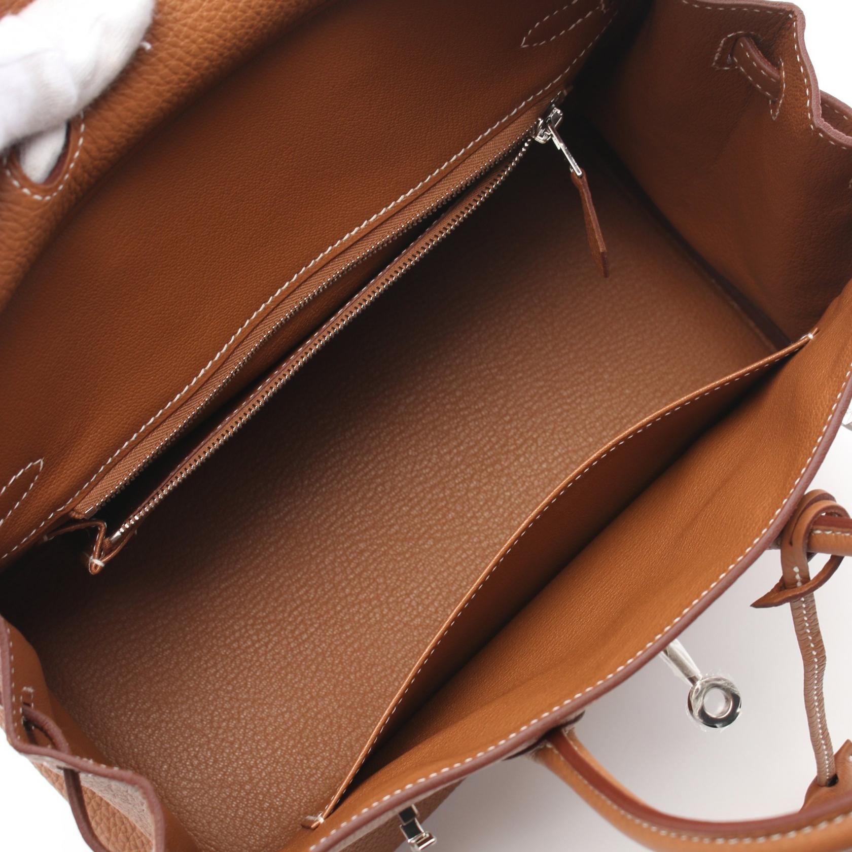 HERMES Togo皮革Birkin 25銀扣手挽袋Gold