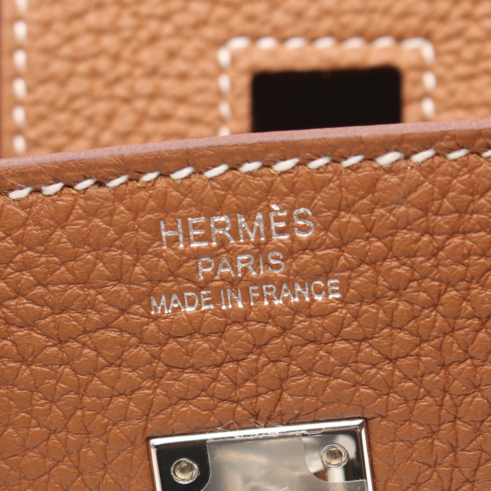 HERMES Togo皮革Birkin 25銀扣手挽袋Gold