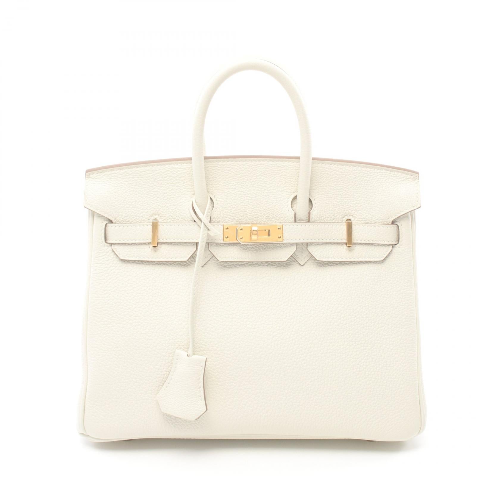 HERMES Togo皮革Birkin 25金扣手挽袋白色
