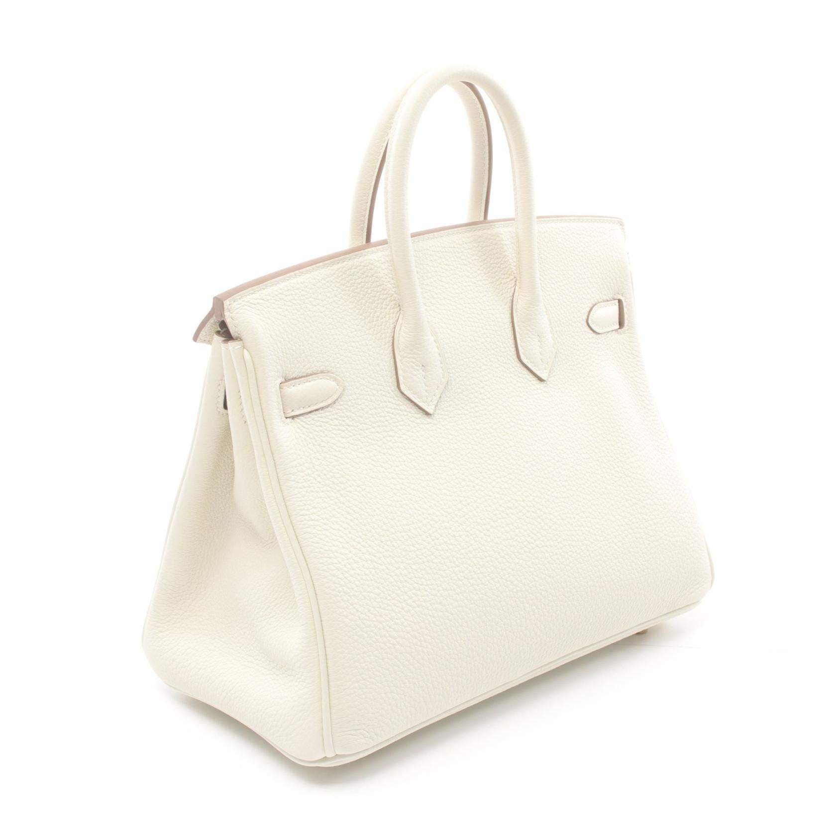 HERMES Togo皮革Birkin 25金扣手挽袋白色