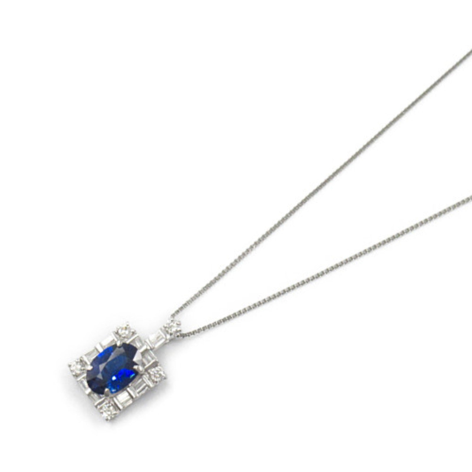 JEWELRY PT900/PT850鉑金Sapphire Diamond Necklace藍寶石/鑽石項鍊