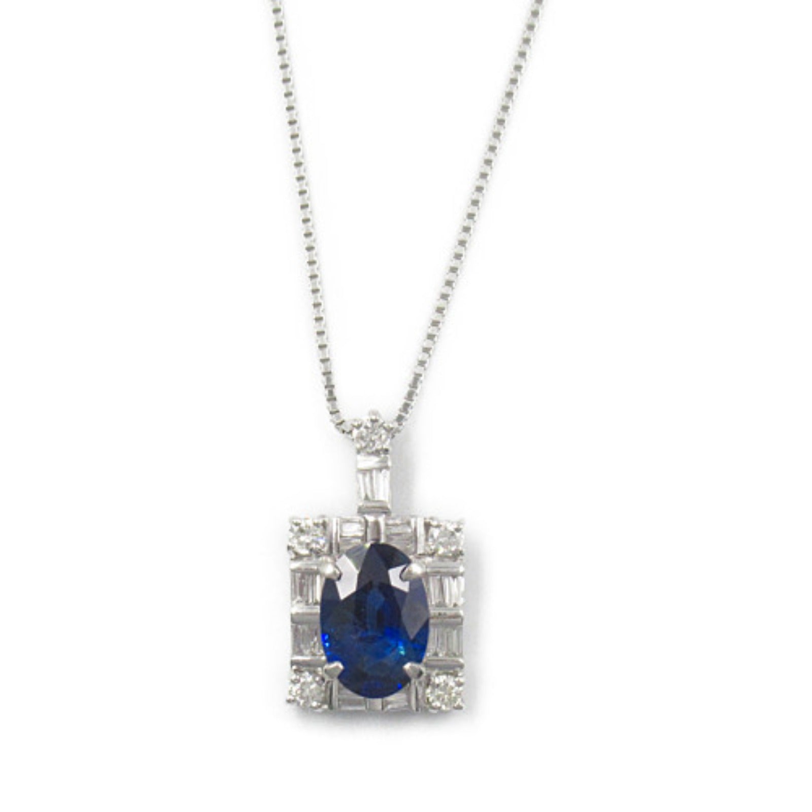 JEWELRY PT900/PT850鉑金Sapphire Diamond Necklace藍寶石/鑽石項鍊