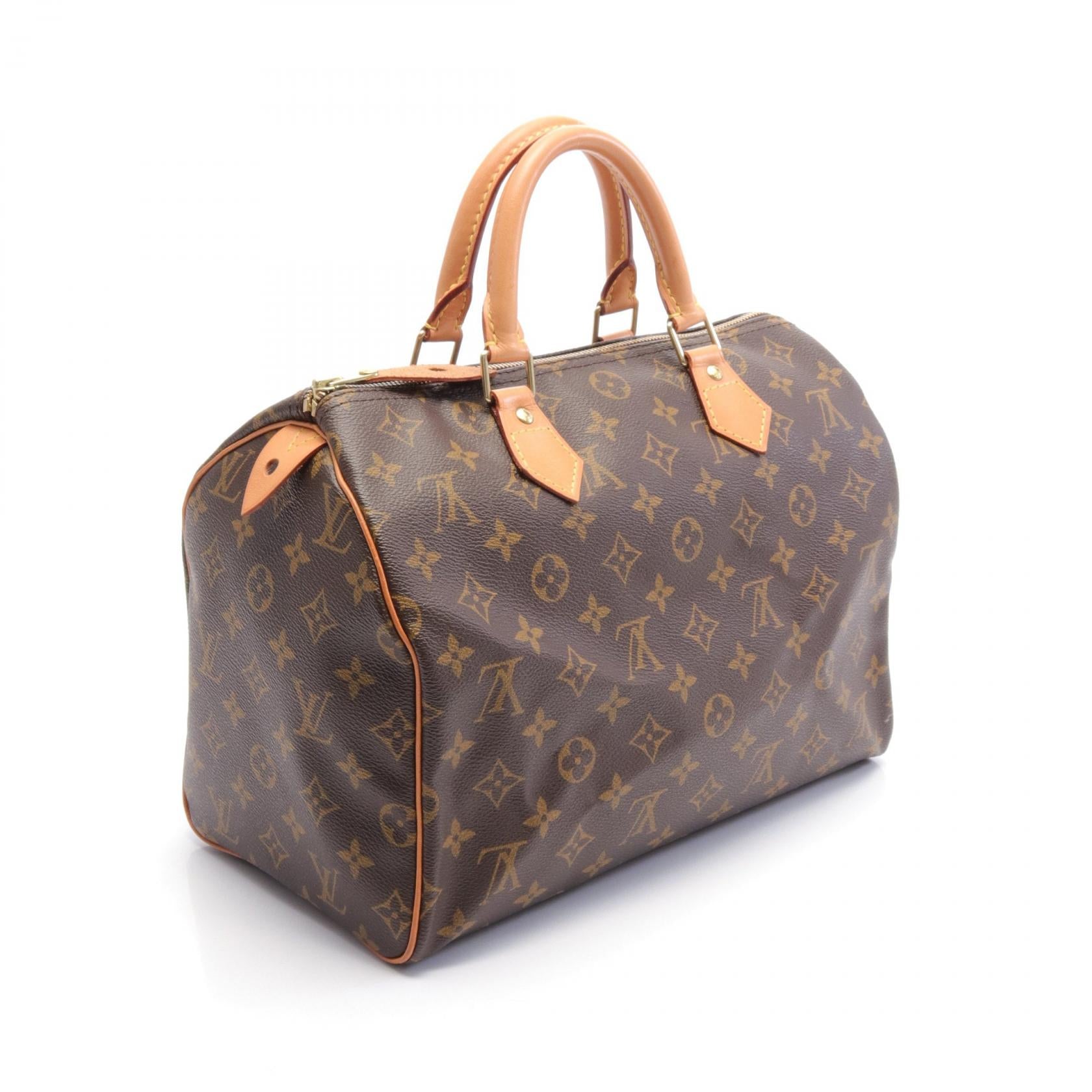 LOUIS VUITTON Monogram Speedy 30金扣手挽袋棕色