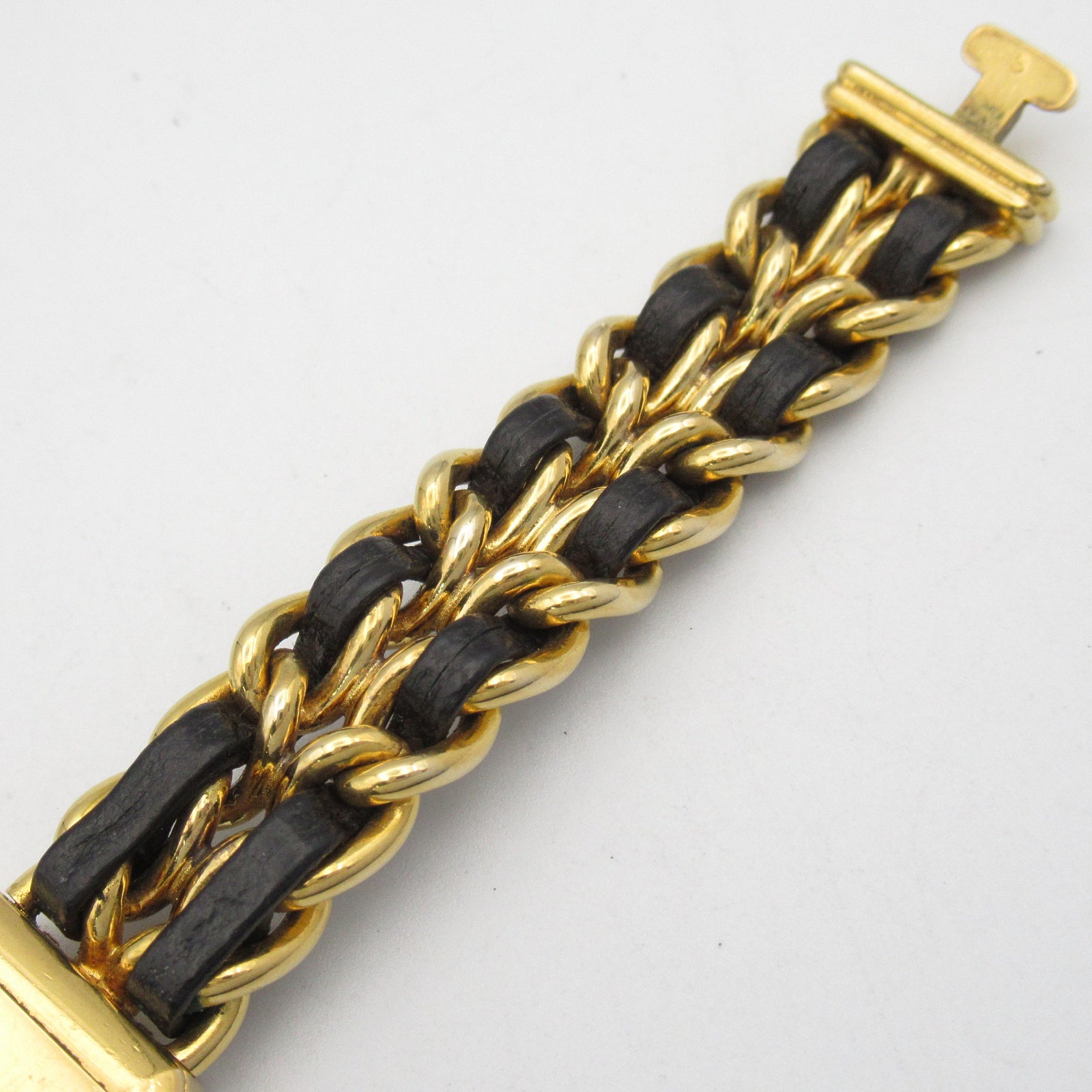 CHANEL CC Premiere S Wrist Watch H0001 Quartz Gold Plated Leather 