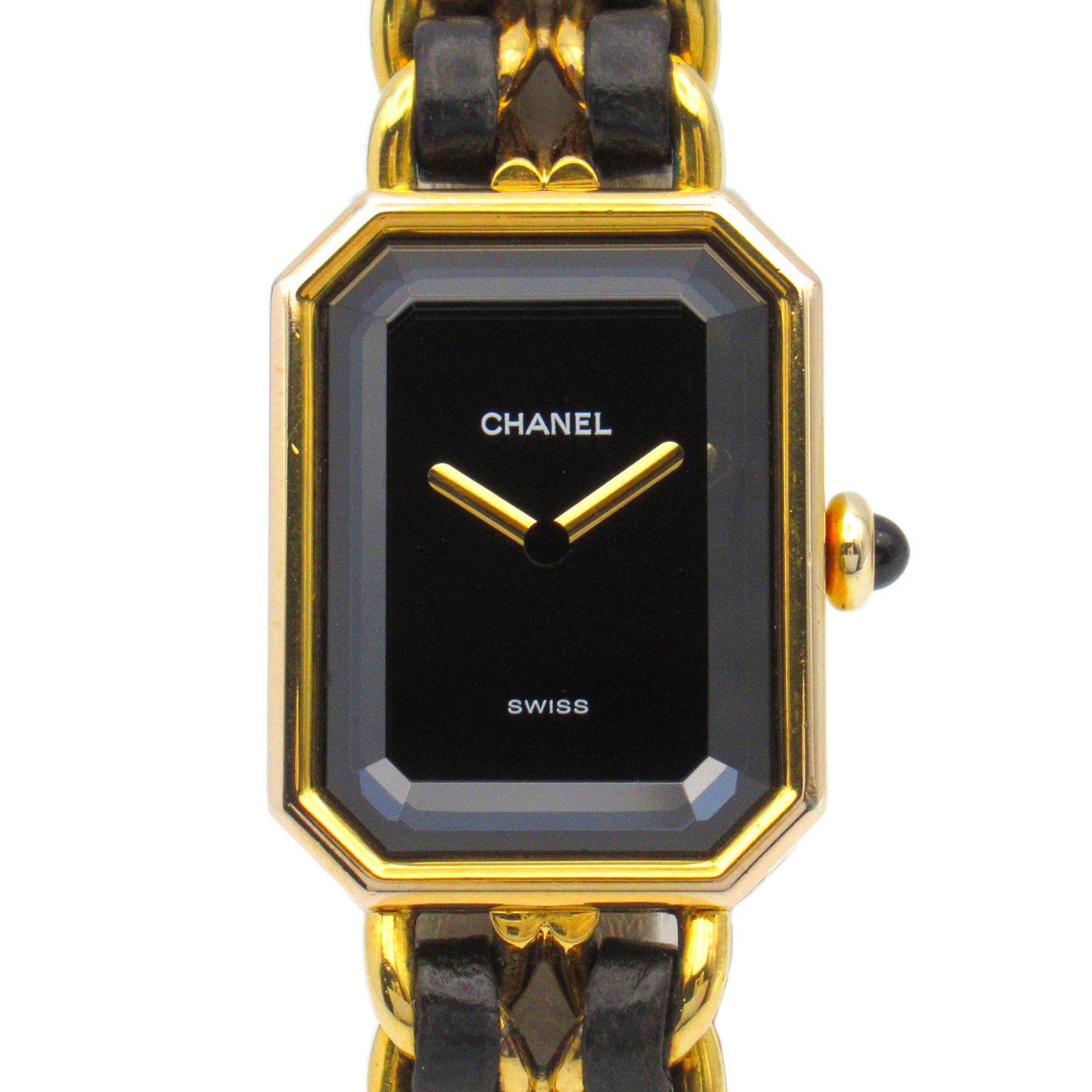 CHANEL CC Premiere S Wrist Watch H0001 Quartz Gold Plated Leather 