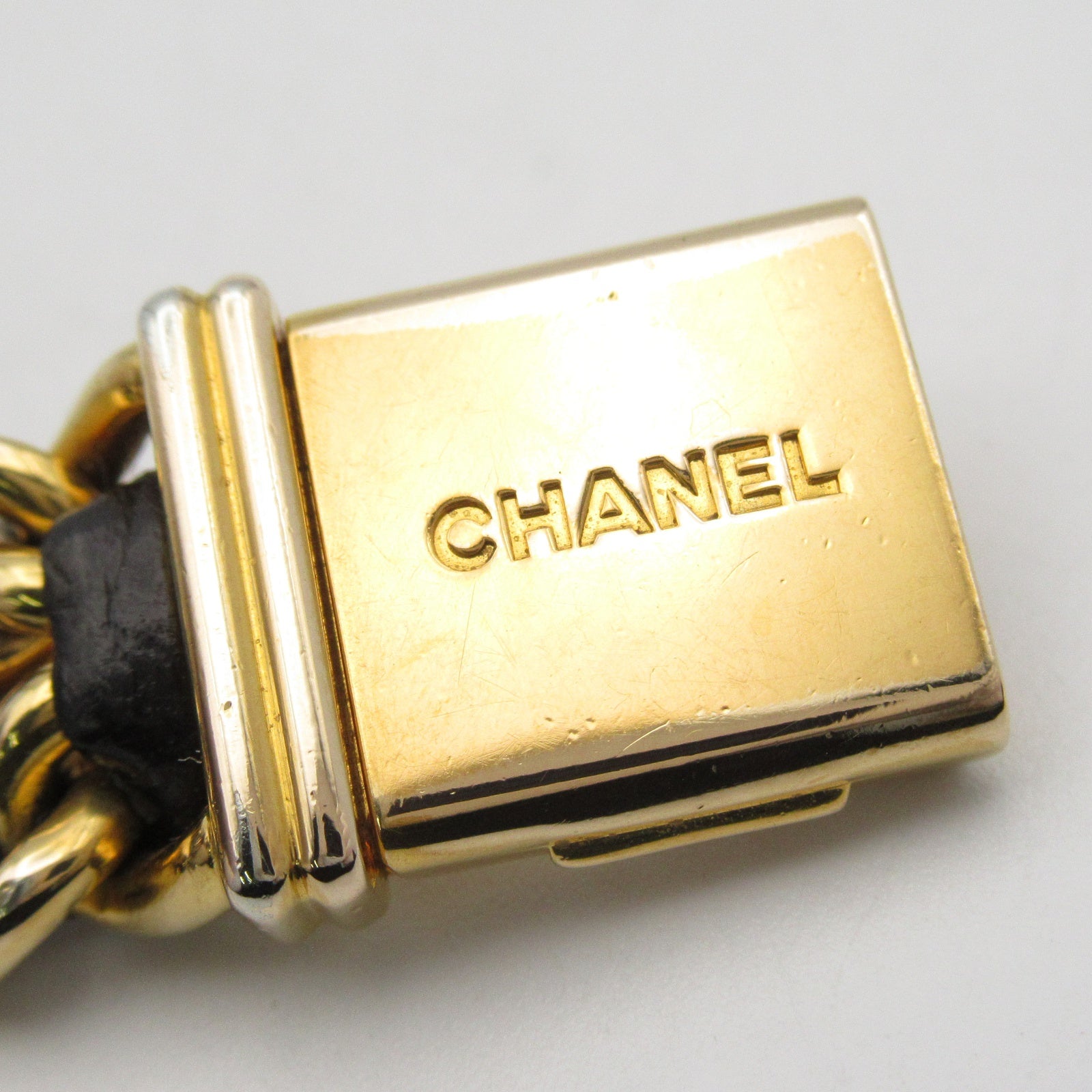 CHANEL CC Premiere S Wrist Watch H0001 Quartz Gold Plated Leather 