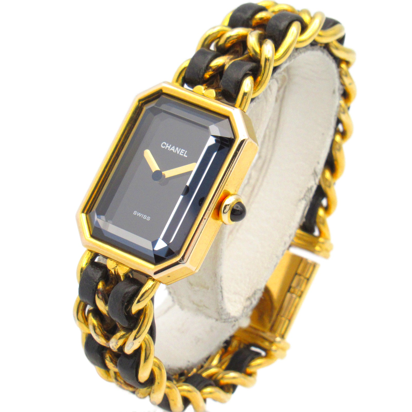 CHANEL CC Premiere S Wrist Watch H0001 Quartz Gold Plated Leather 