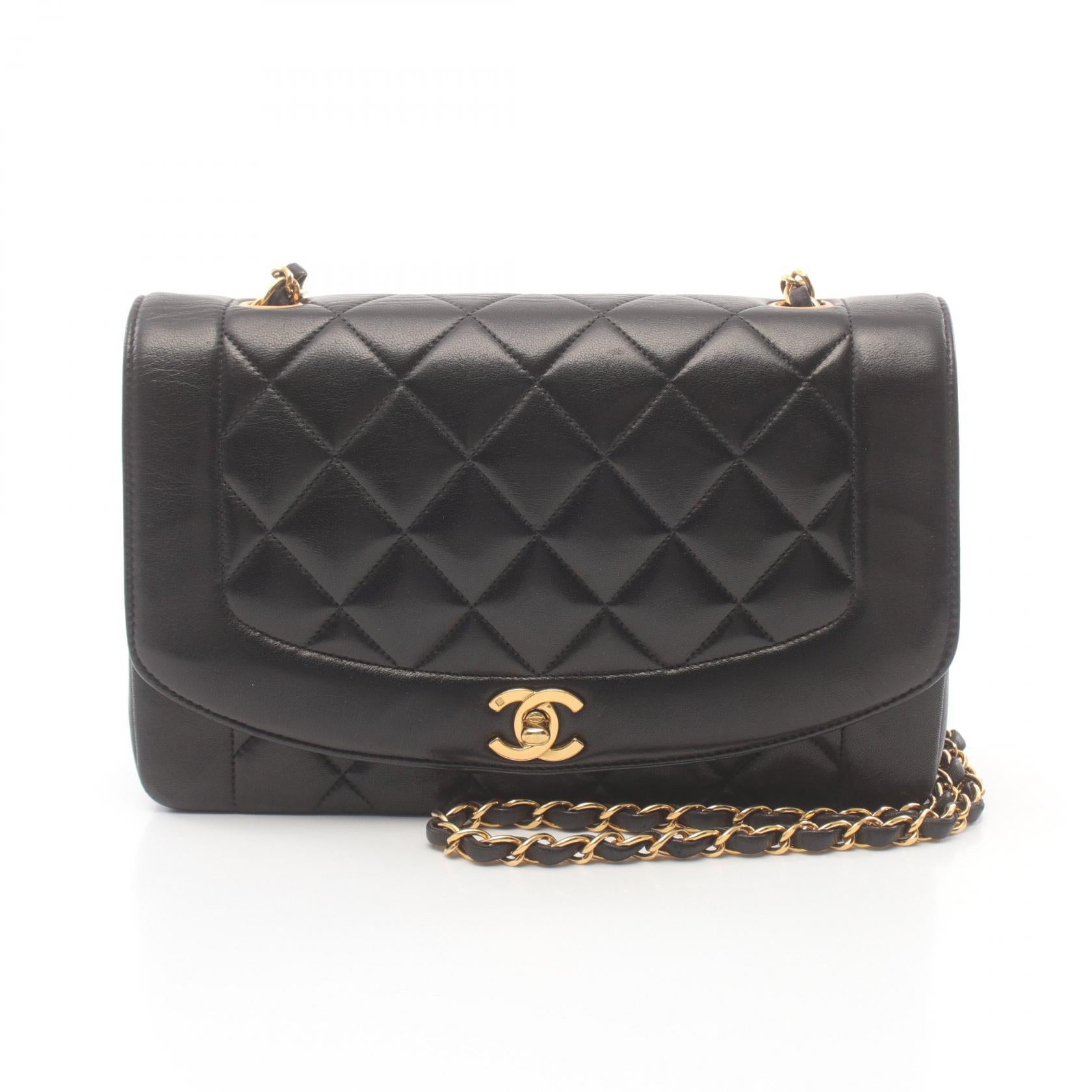 CHANEL 羊皮皮革Matelasse Diana Flap Chain Shoulder金扣肩背袋