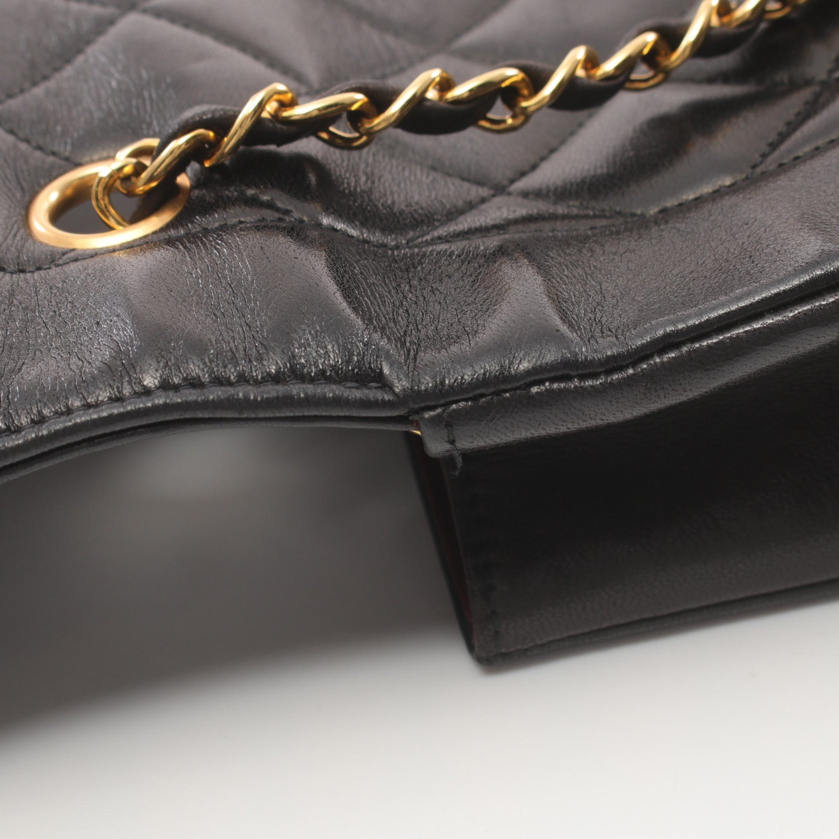 CHANEL 羊皮皮革Matelasse Diana Flap Chain Shoulder金扣肩背袋