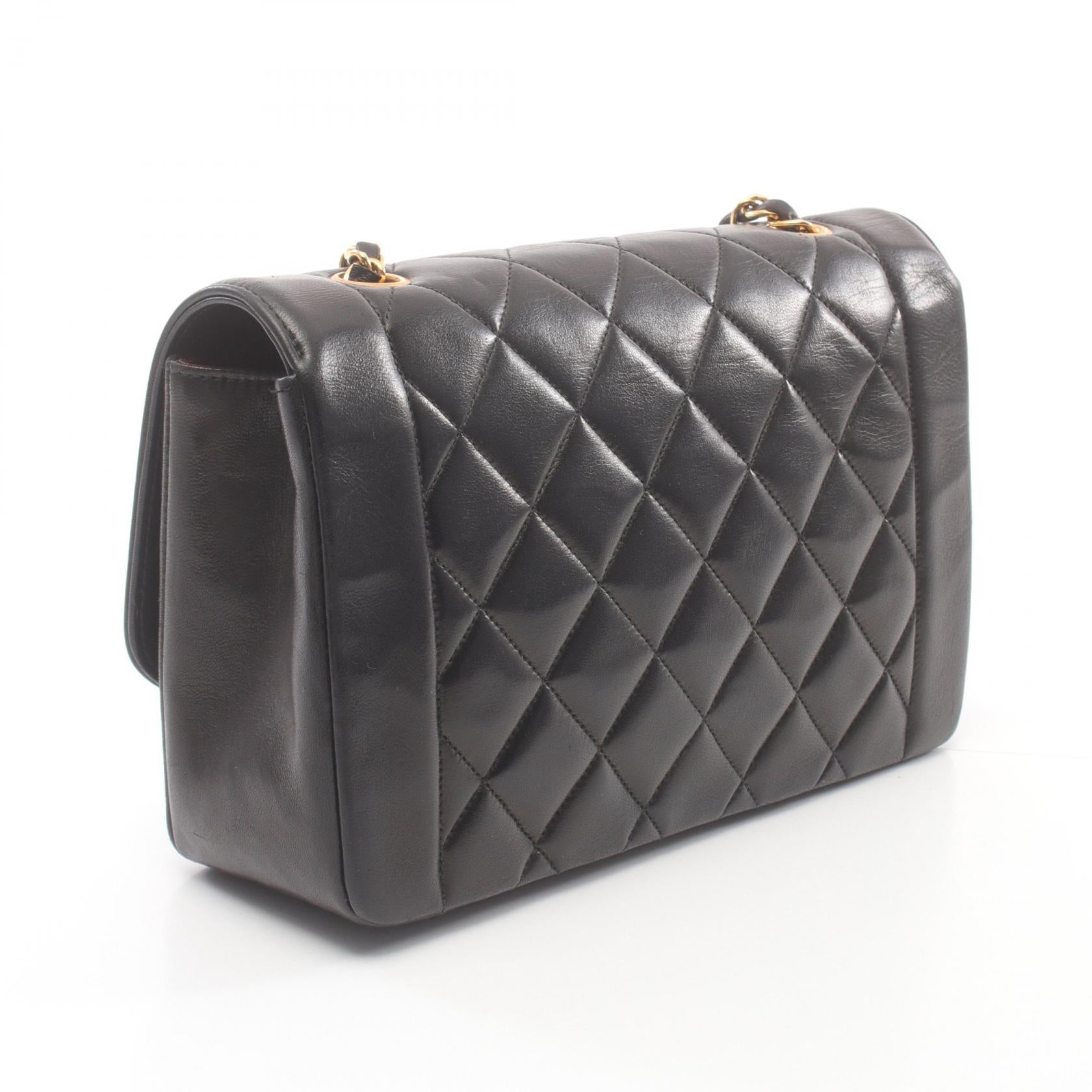 CHANEL 羊皮皮革Matelasse Diana Flap Chain Shoulder金扣肩背袋