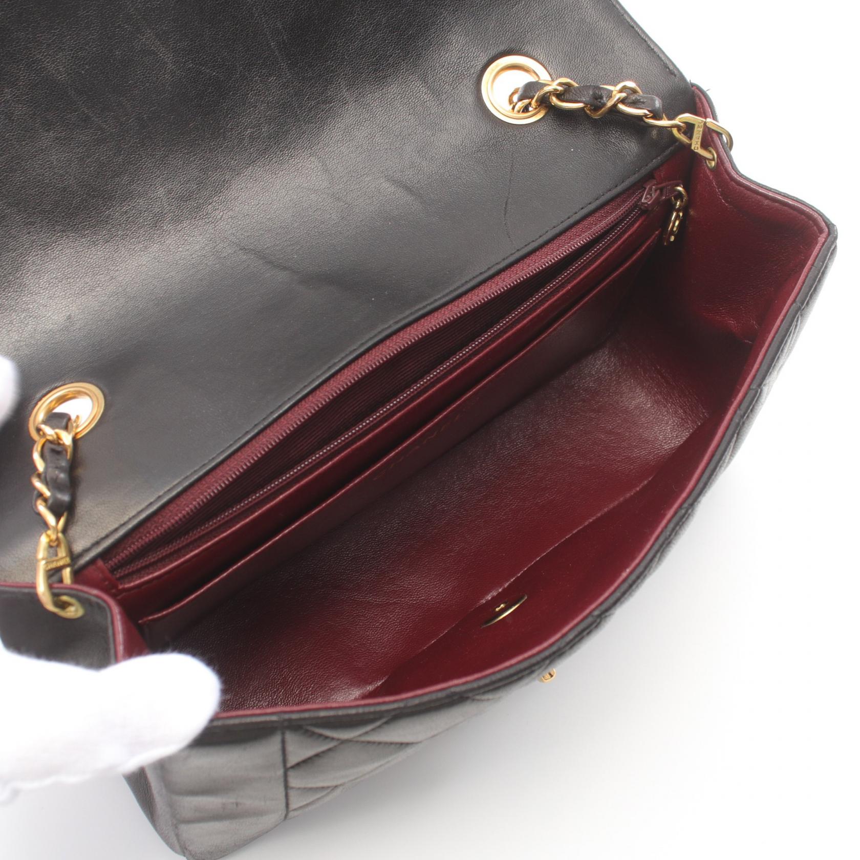 CHANEL 羊皮皮革Matelasse Diana Flap Chain Shoulder金扣肩背袋