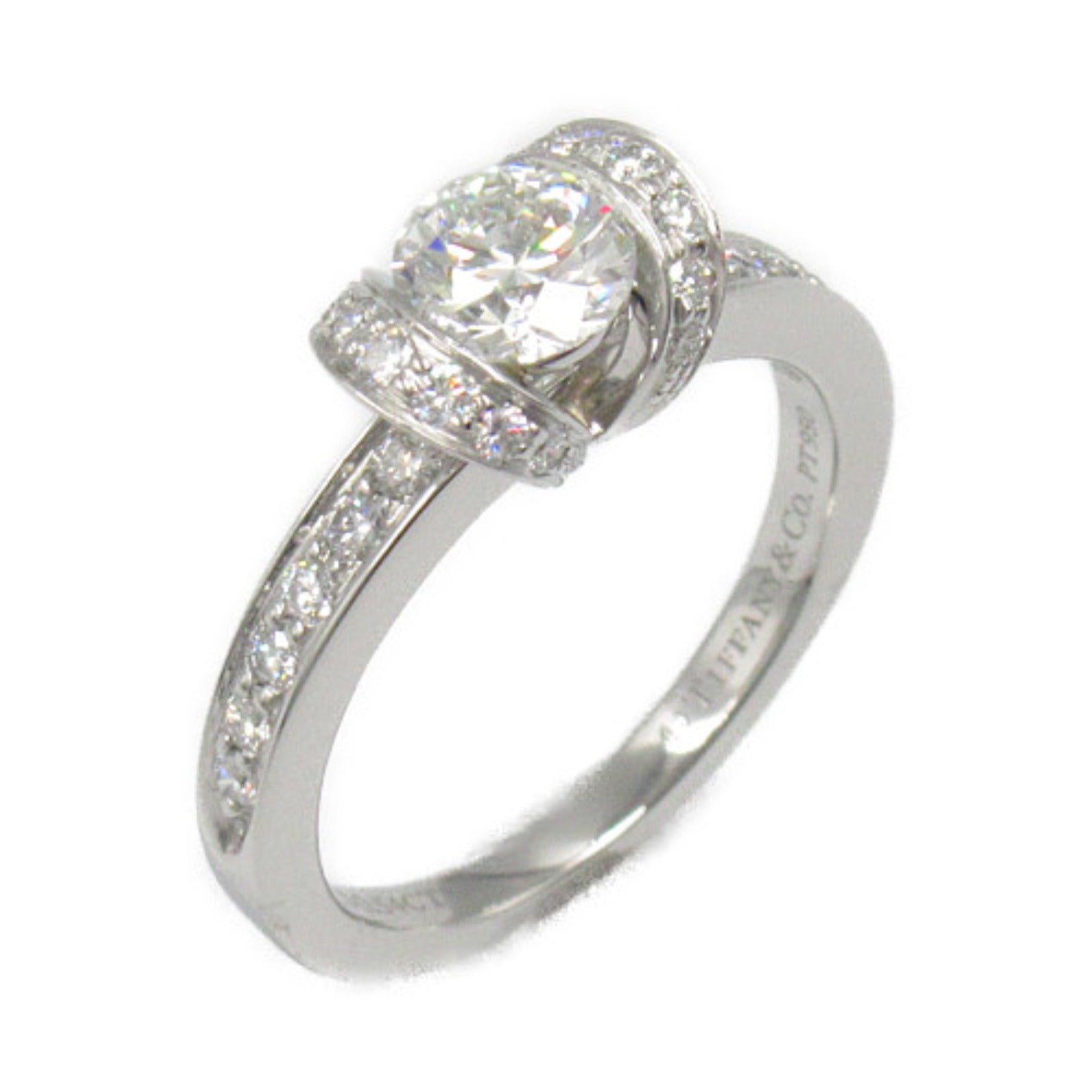 TIFFANY＆CO PT950鉑金Ribbon Diamond Ring 0.54ct鑽石戒指US#4.75