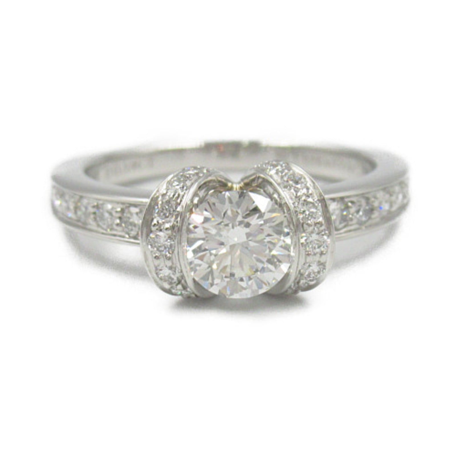 TIFFANY＆CO PT950鉑金Ribbon Diamond Ring 0.54ct鑽石戒指US#4.75