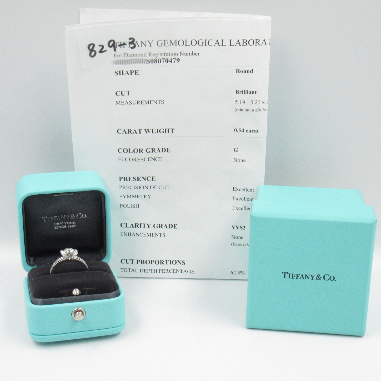 TIFFANY＆CO PT950鉑金Ribbon Diamond Ring 0.54ct鑽石戒指US#4.75