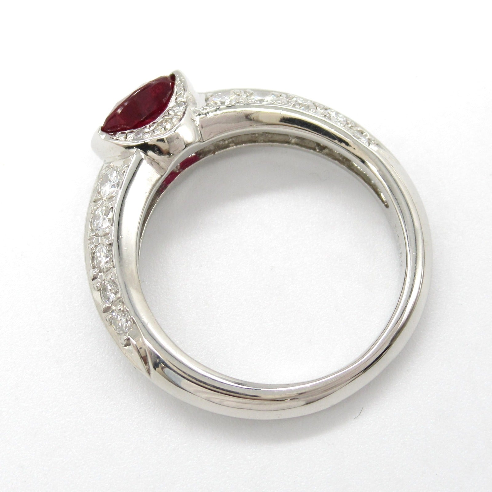 JEWELRY PT900鉑金Ruby Diamond Ring紅寶石/鑽石戒指US#5.75