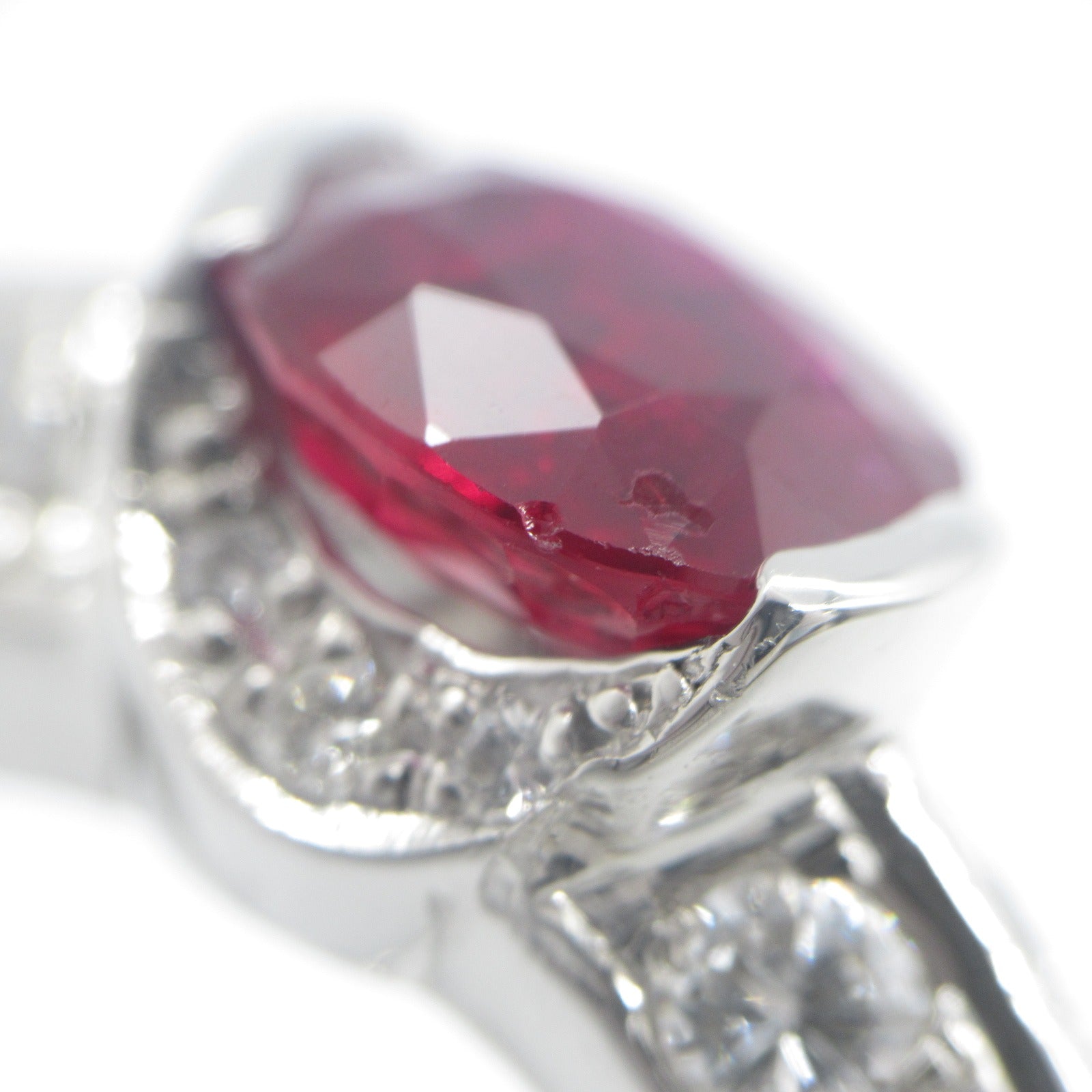 JEWELRY PT900鉑金Ruby Diamond Ring紅寶石/鑽石戒指US#5.75