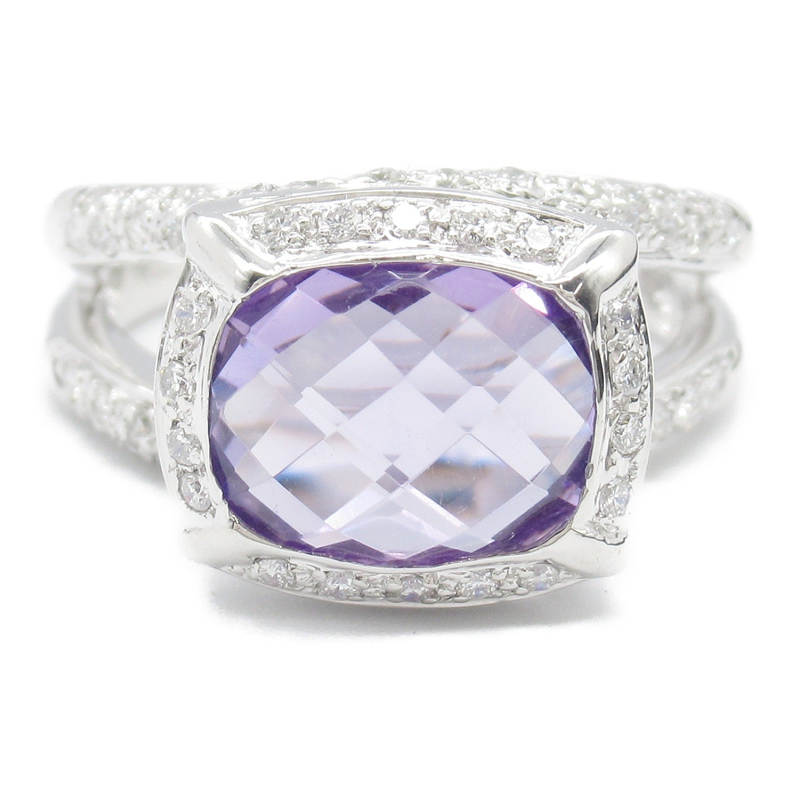 JEWELRY 18K白金Amethyst Diamond Ring紫晶/鑽石戒指US#6.75