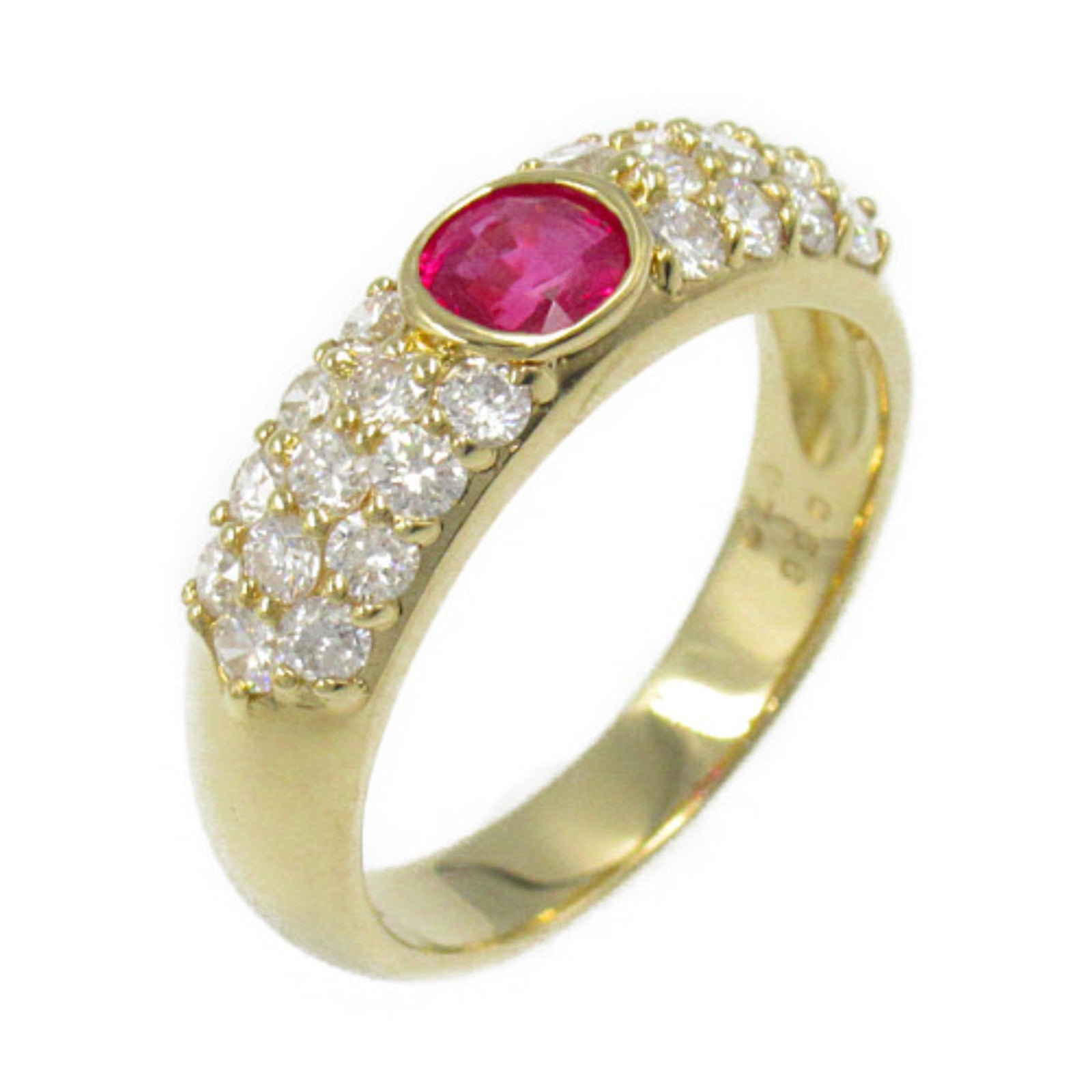 JEWELRY 18K黃金Ruby Diamond Ring紅寶石/鑽石戒指US#6.25