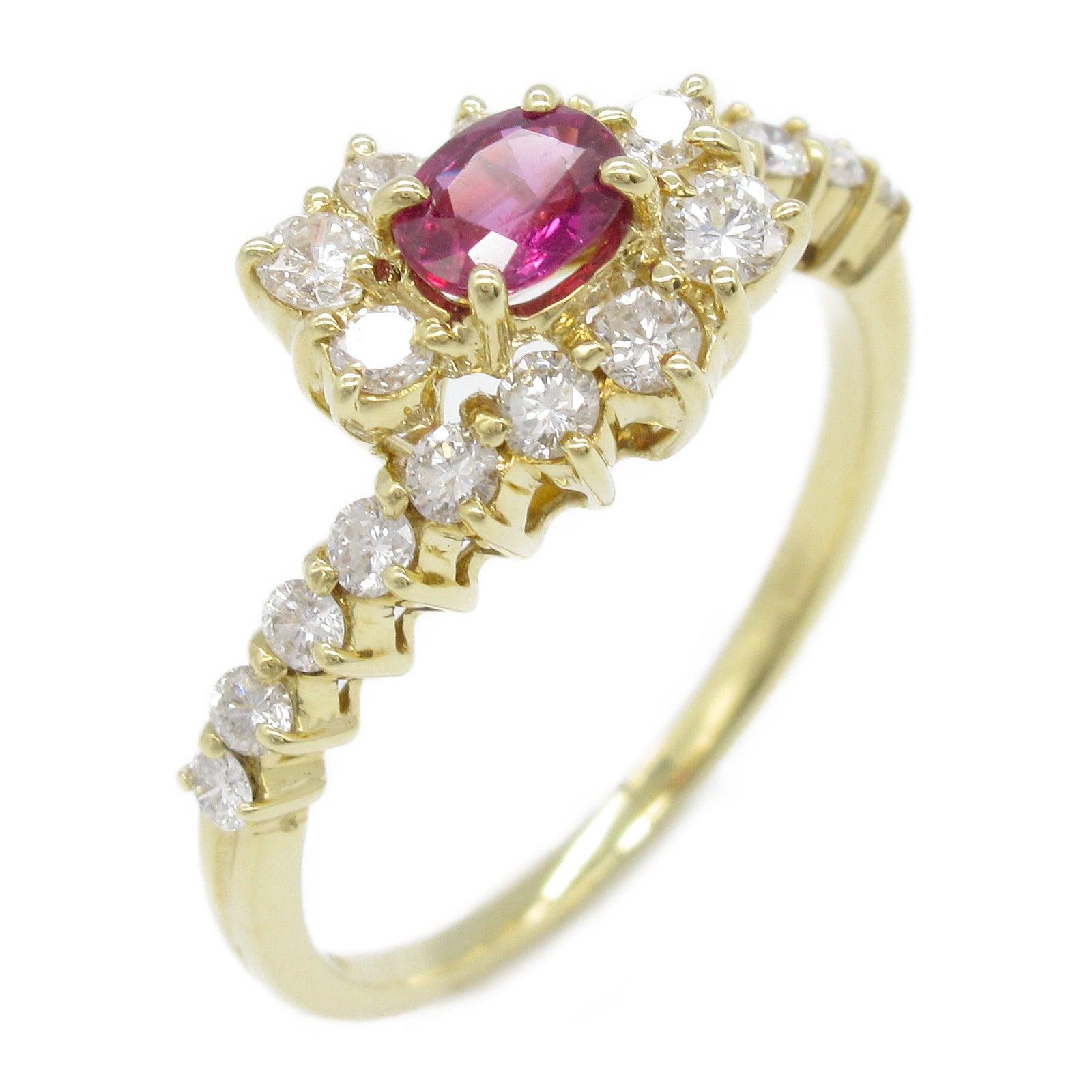 JEWELRY 18K黃金Ruby Diamond  Ring紅寶石/鑽石戒指US#7.5