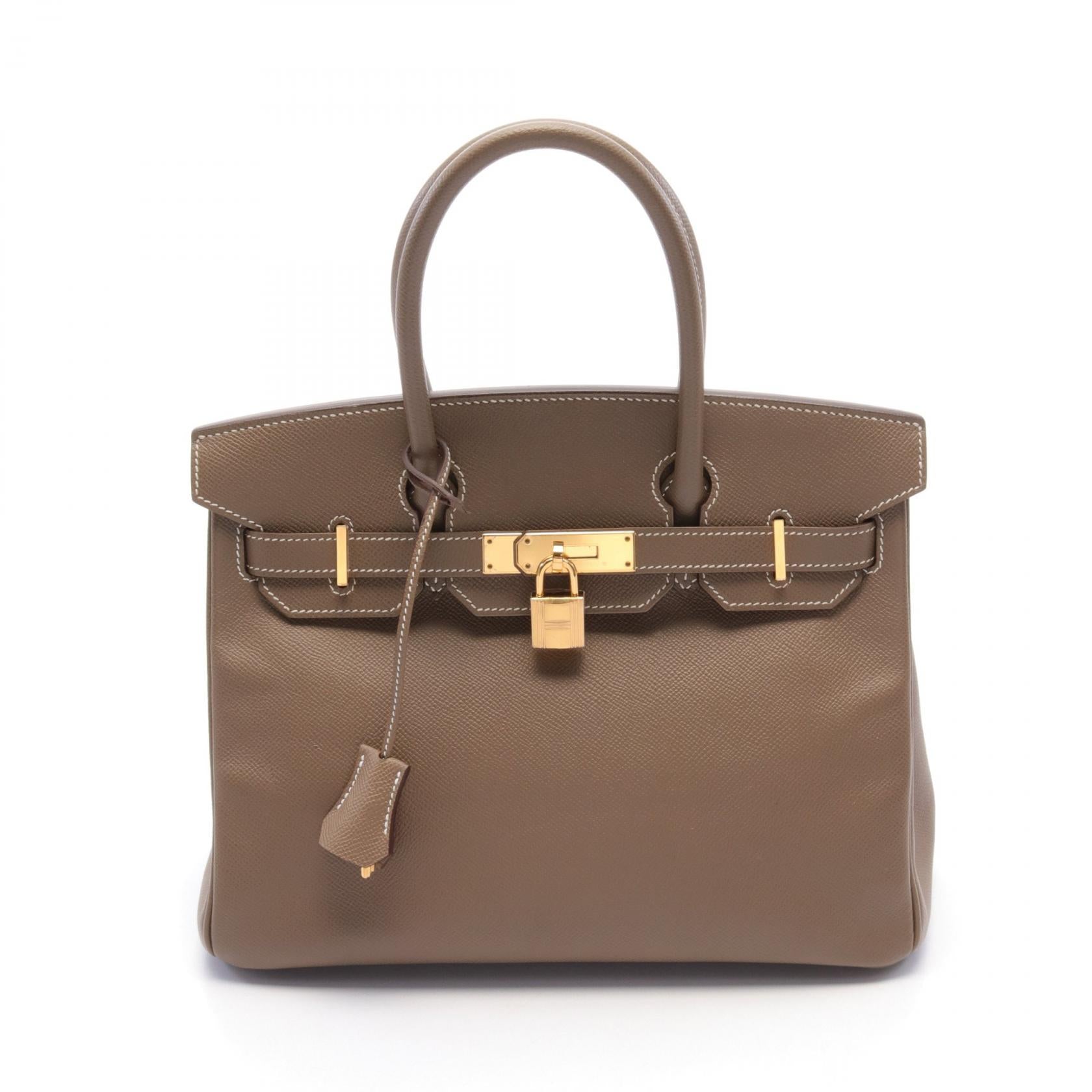 HERMES Epsom皮革Birkin 30金扣手挽袋Etoupe