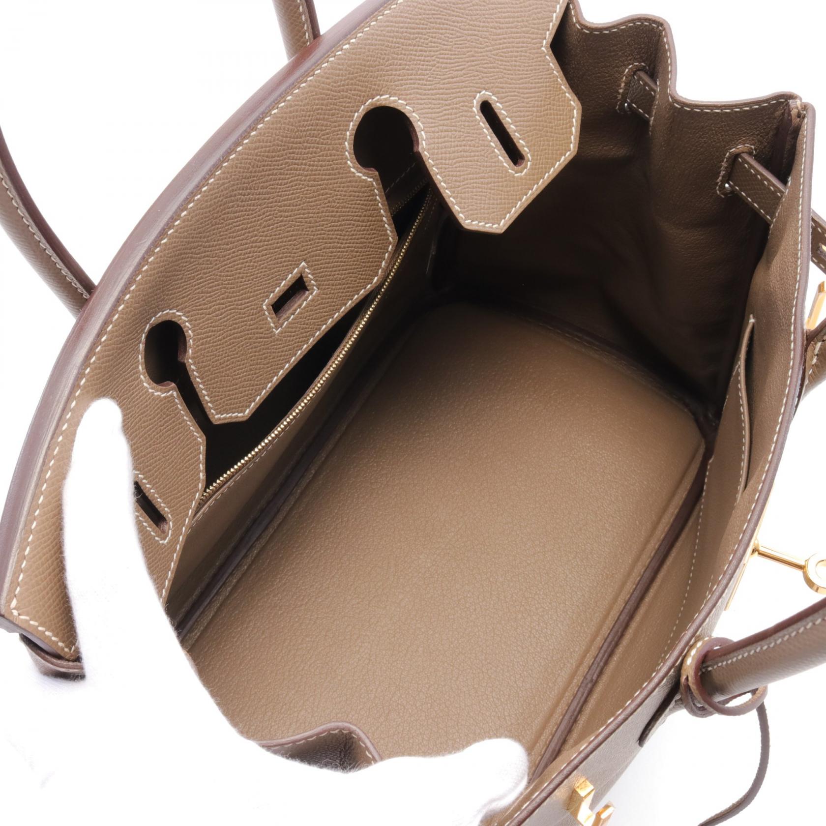 HERMES Epsom皮革Birkin 30金扣手挽袋Etoupe