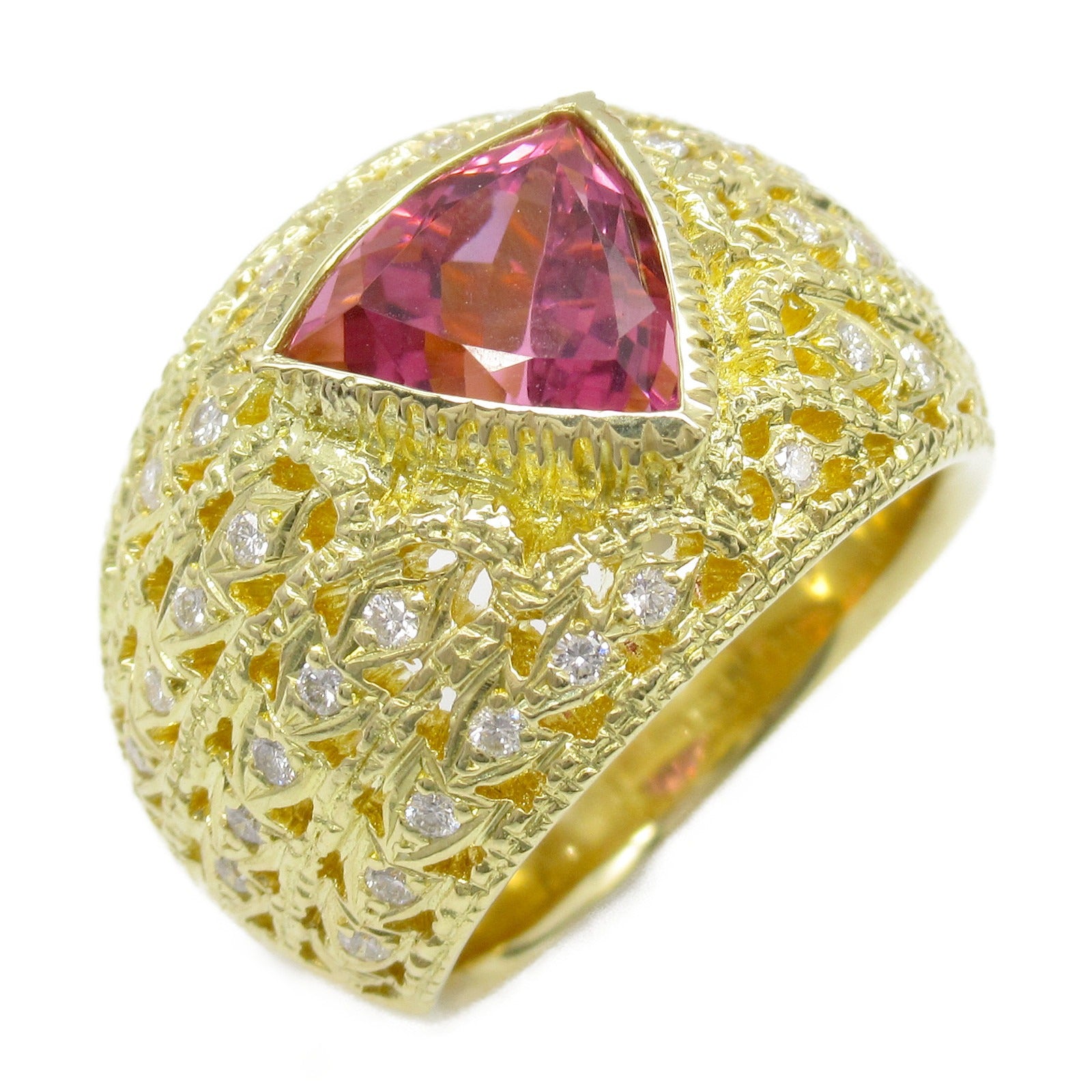 JEWELRY Tourmaline Diamond Ring 18K Yellow Gold US#6.75