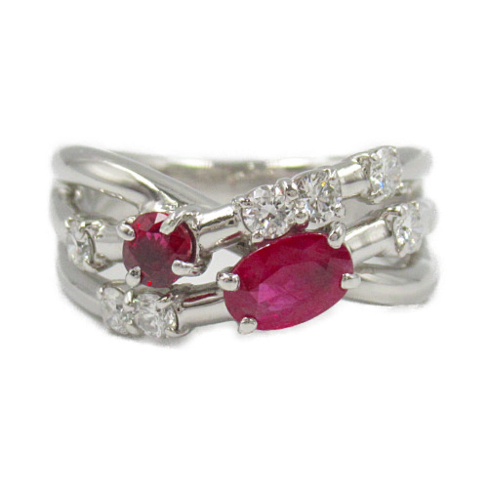 JEWELRY PT900鉑金Ruby Diamond Ring紅寶石/鑽石戒指US#5.75