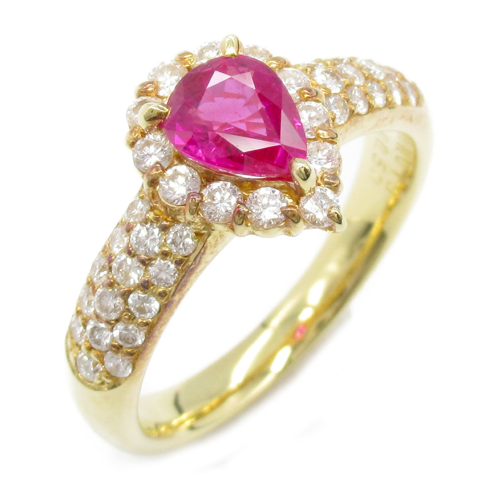 JEWELRY Ruby Diamond Ring 18K Yellow Gold US#5.75