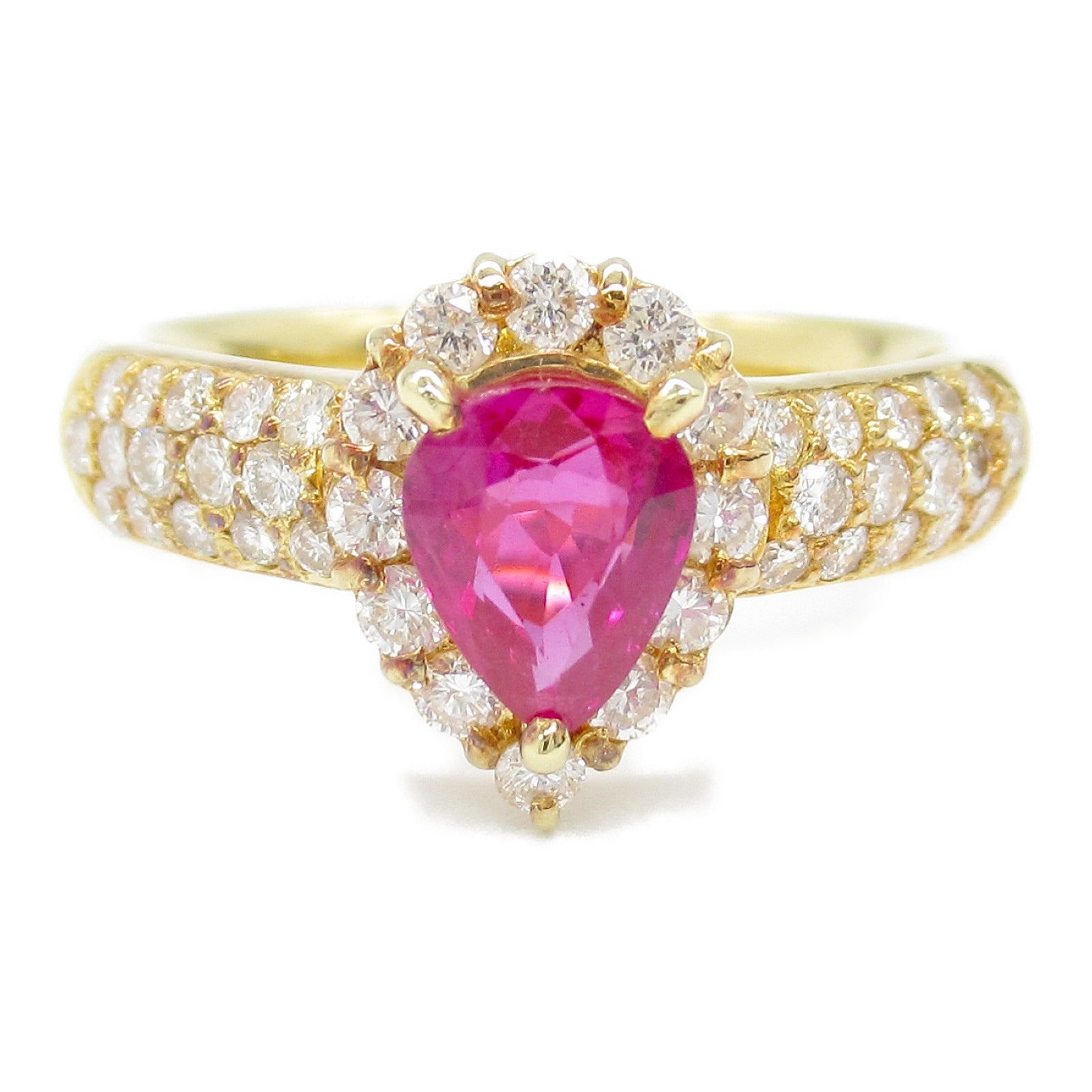 JEWELRY Ruby Diamond Ring 18K Yellow Gold US#5.75