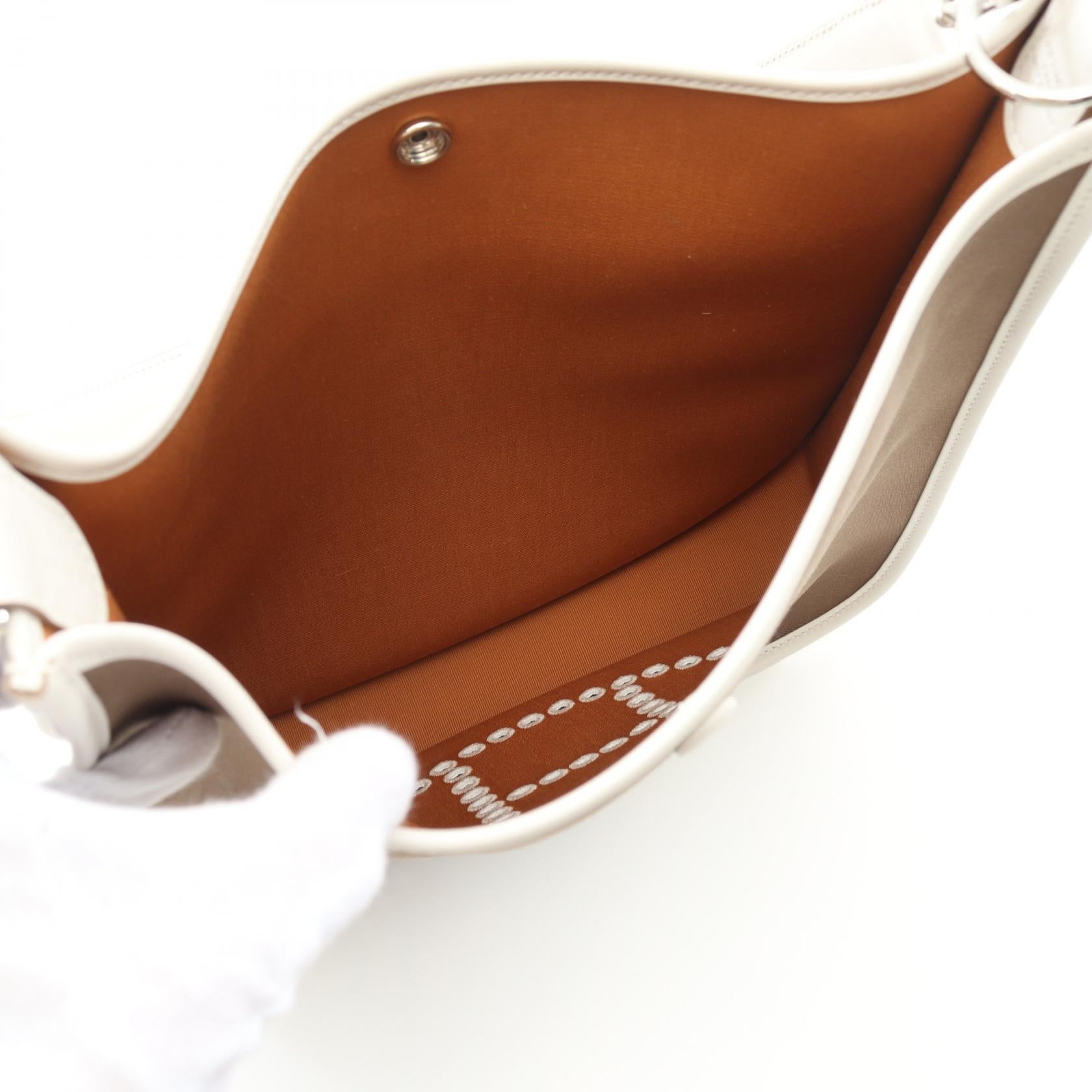 HERMES Toile Officier/Swift皮革Evelyne PM In Neo銀扣肩背袋