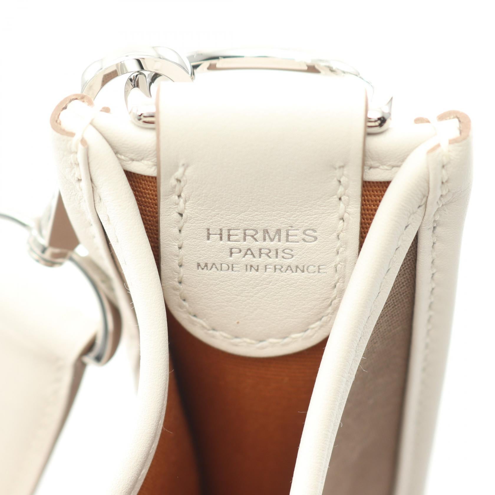 HERMES Toile Officier/Swift皮革Evelyne PM In Neo銀扣肩背袋