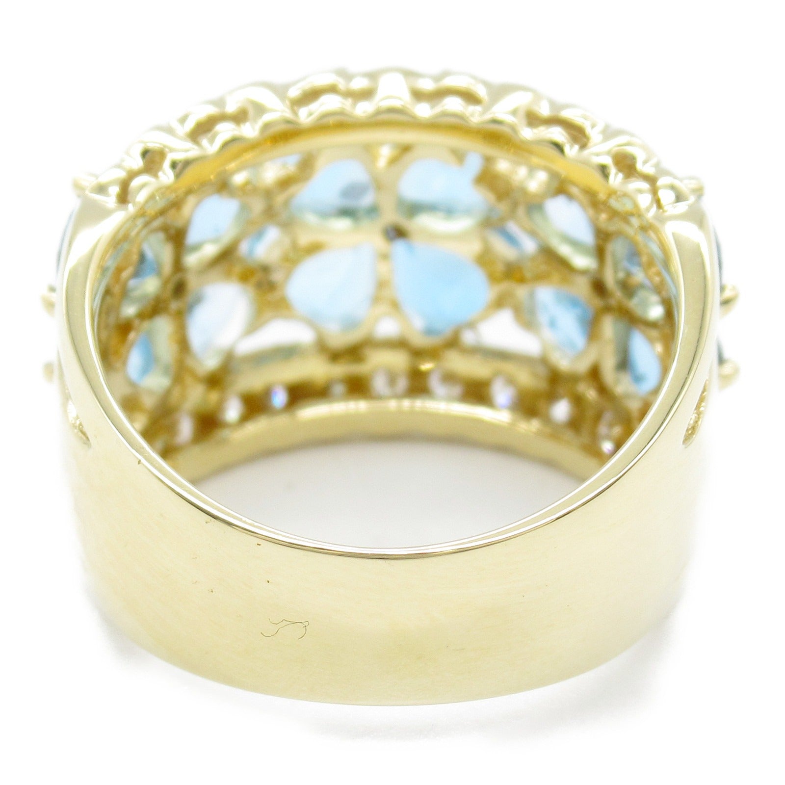 JEWELRY 18K黃金Blue Topaz Diamond Ring戒指US#6