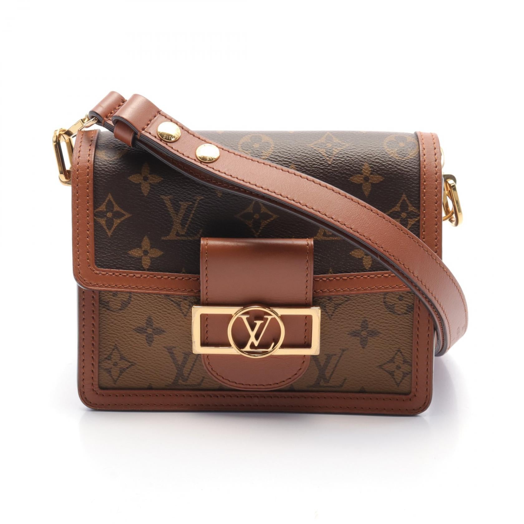 LOUIS VUITTON Monogrqam Reverse Mini Dauphine肩背袋棕色