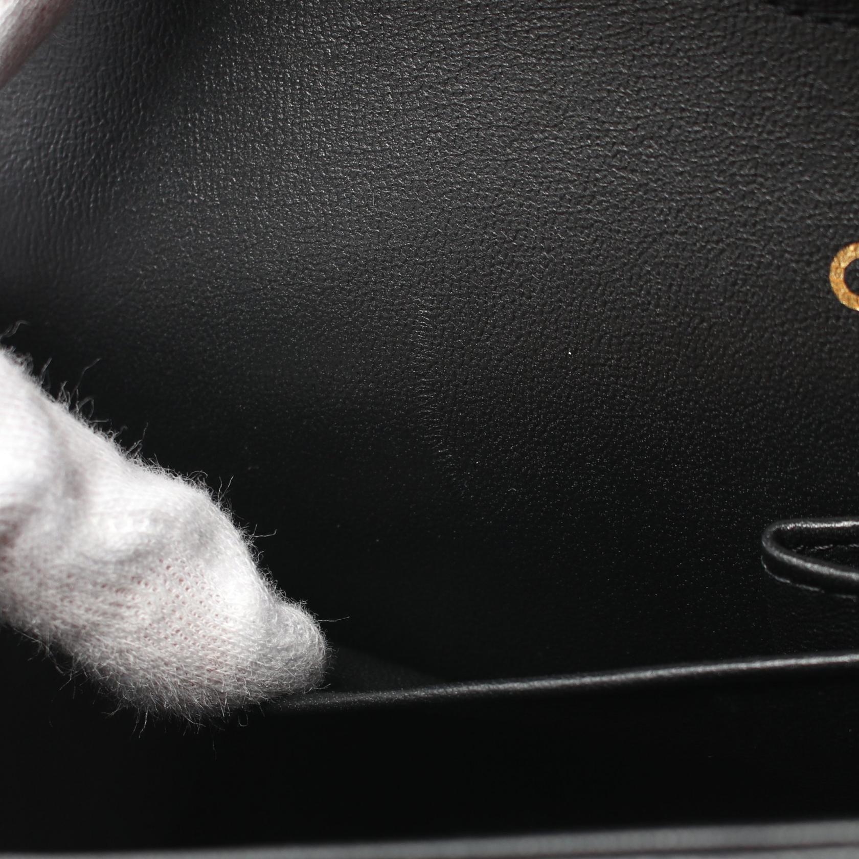 CHANEL CC GHW V-stitch W-flap Chain Shoulder Bag A01166 Calfslin Leather Black