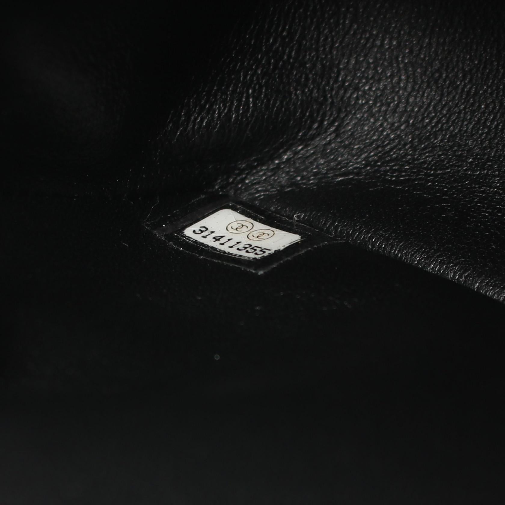 CHANEL CC GHW V-stitch W-flap Chain Shoulder Bag A01166 Calfslin Leather Black