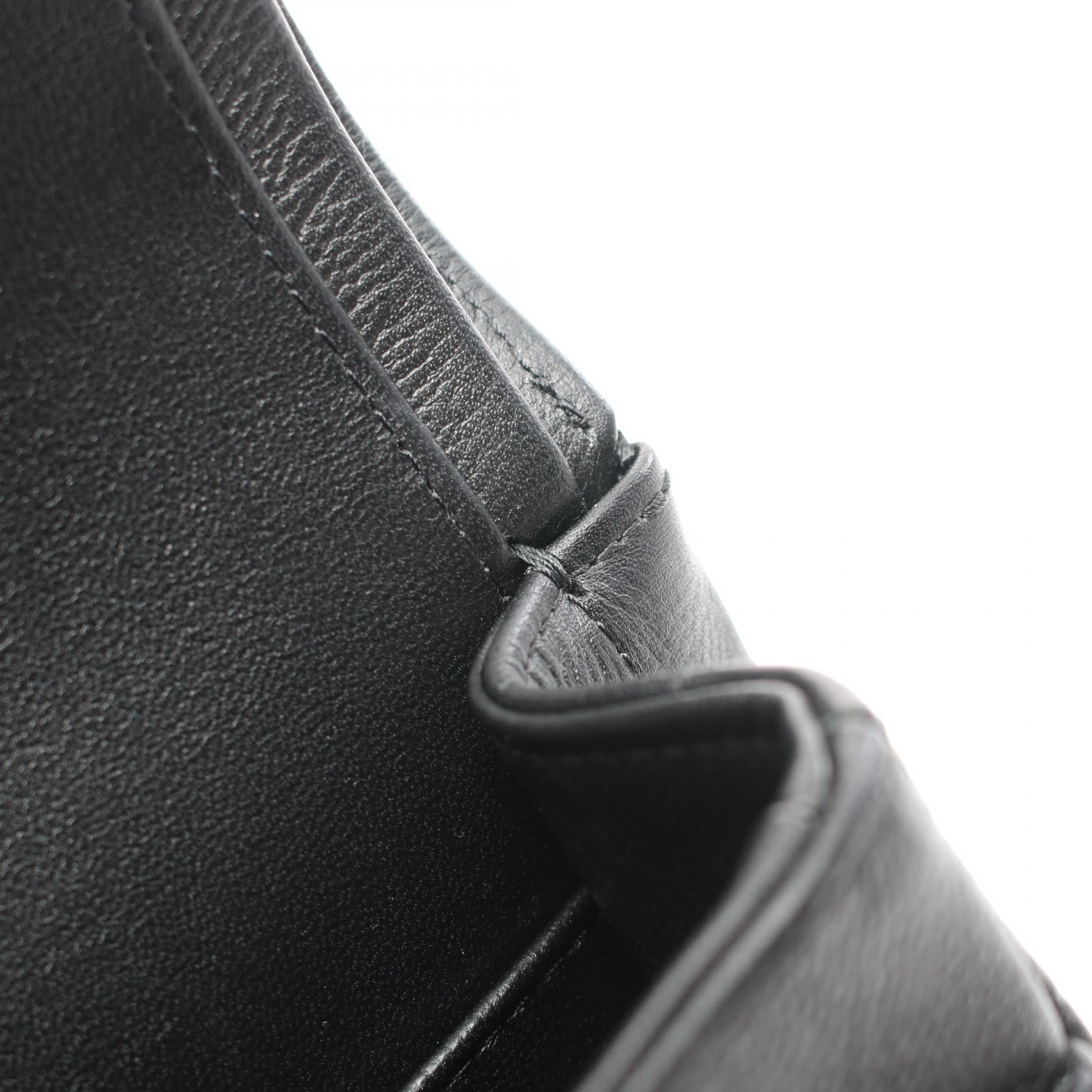 CHANEL CC GHW V-stitch W-flap Chain Shoulder Bag A01166 Calfslin Leather Black