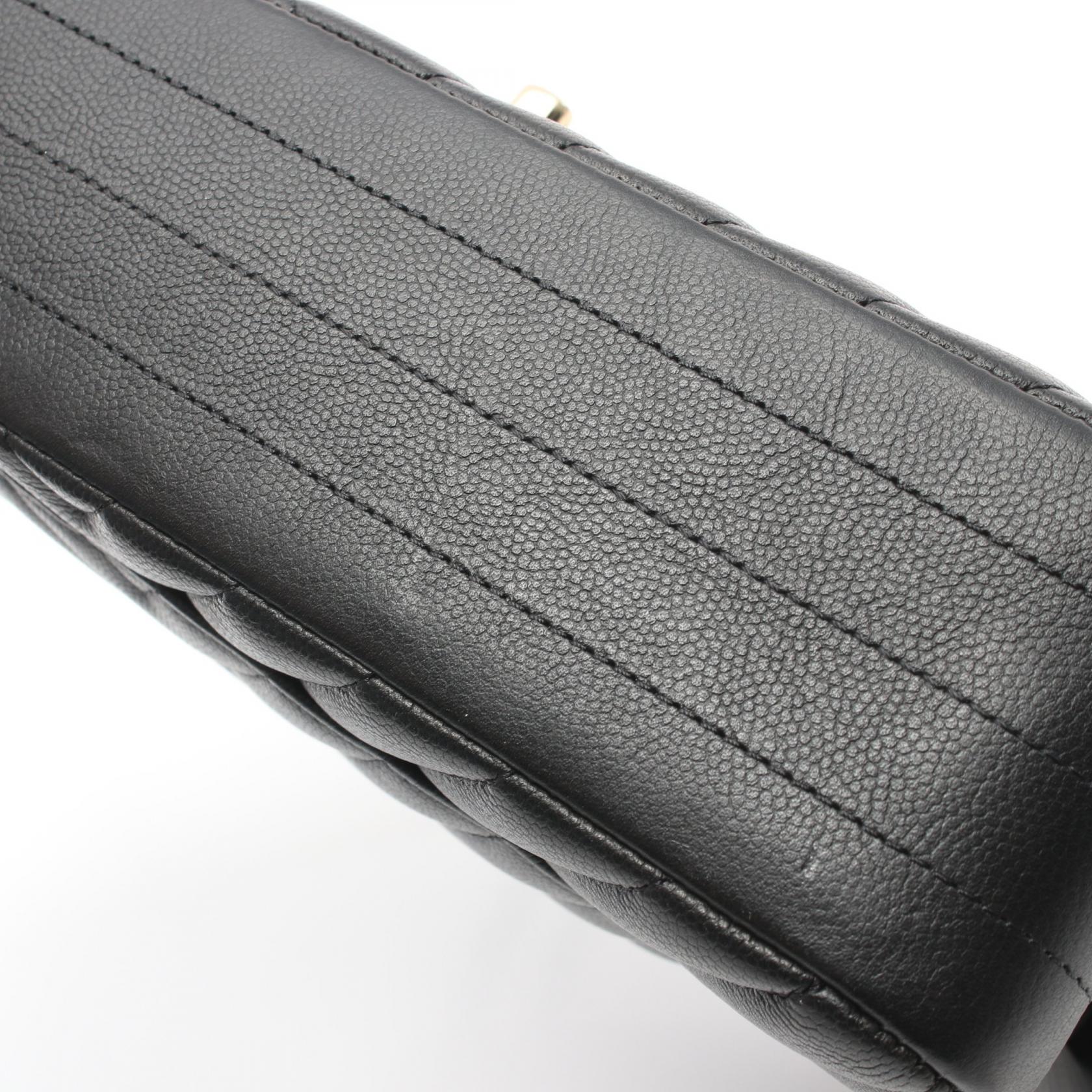 CHANEL CC GHW V-stitch W-flap Chain Shoulder Bag A01166 Calfslin Leather Black