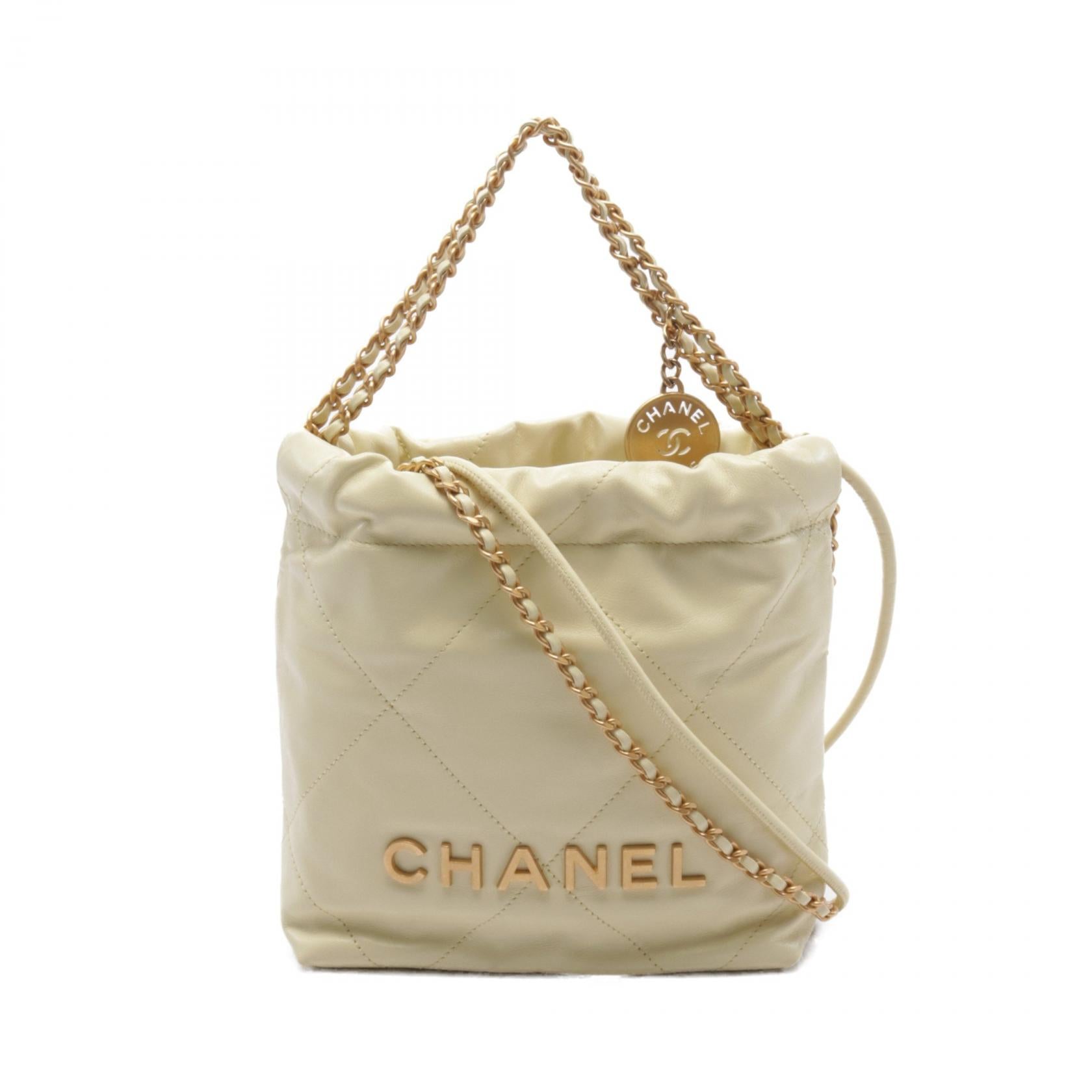 CHANEL【激減優惠】 皮革Chanel 22 Mini金扣手挽肩背兩用袋