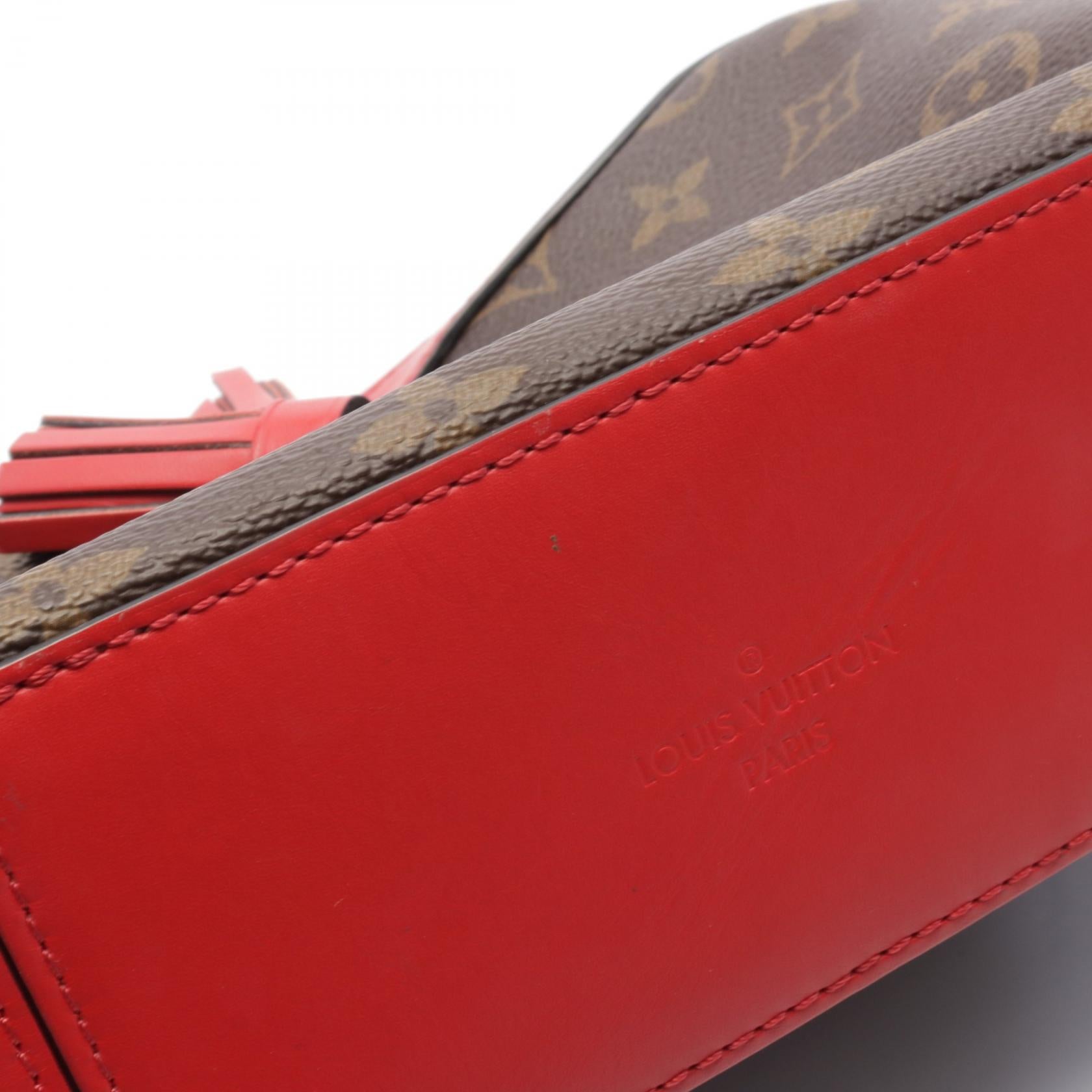 LOUIS VUITTON【激減優惠】 Monogram Saintonge金扣手挽肩背兩用袋棕色/紅色