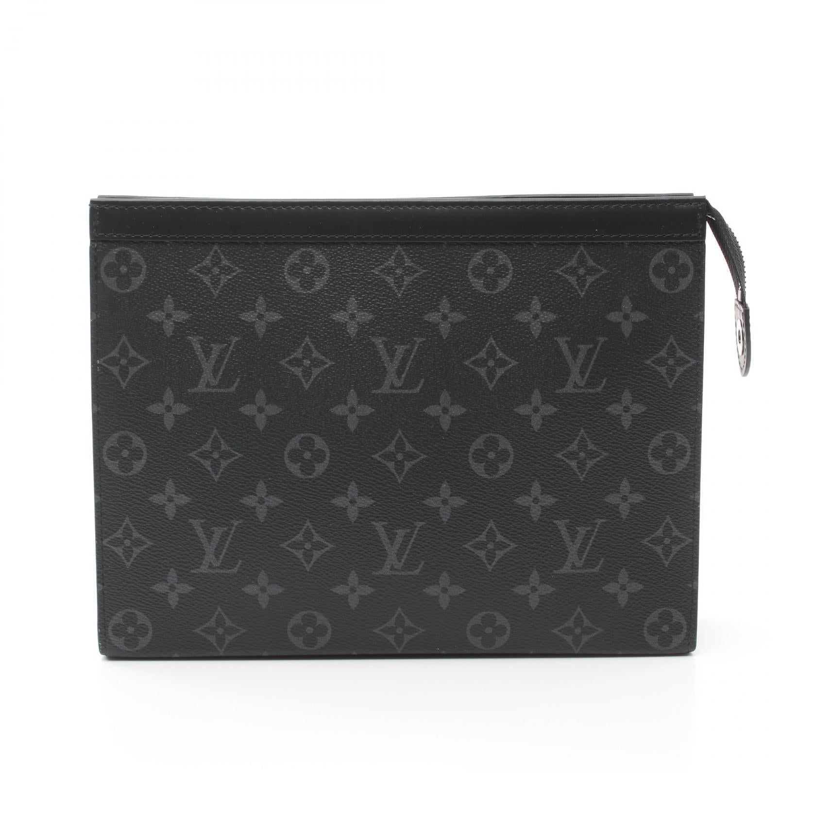 LOUIS VUITTON Monogram Eclipse Pochette Voyage MM銀扣手拿包