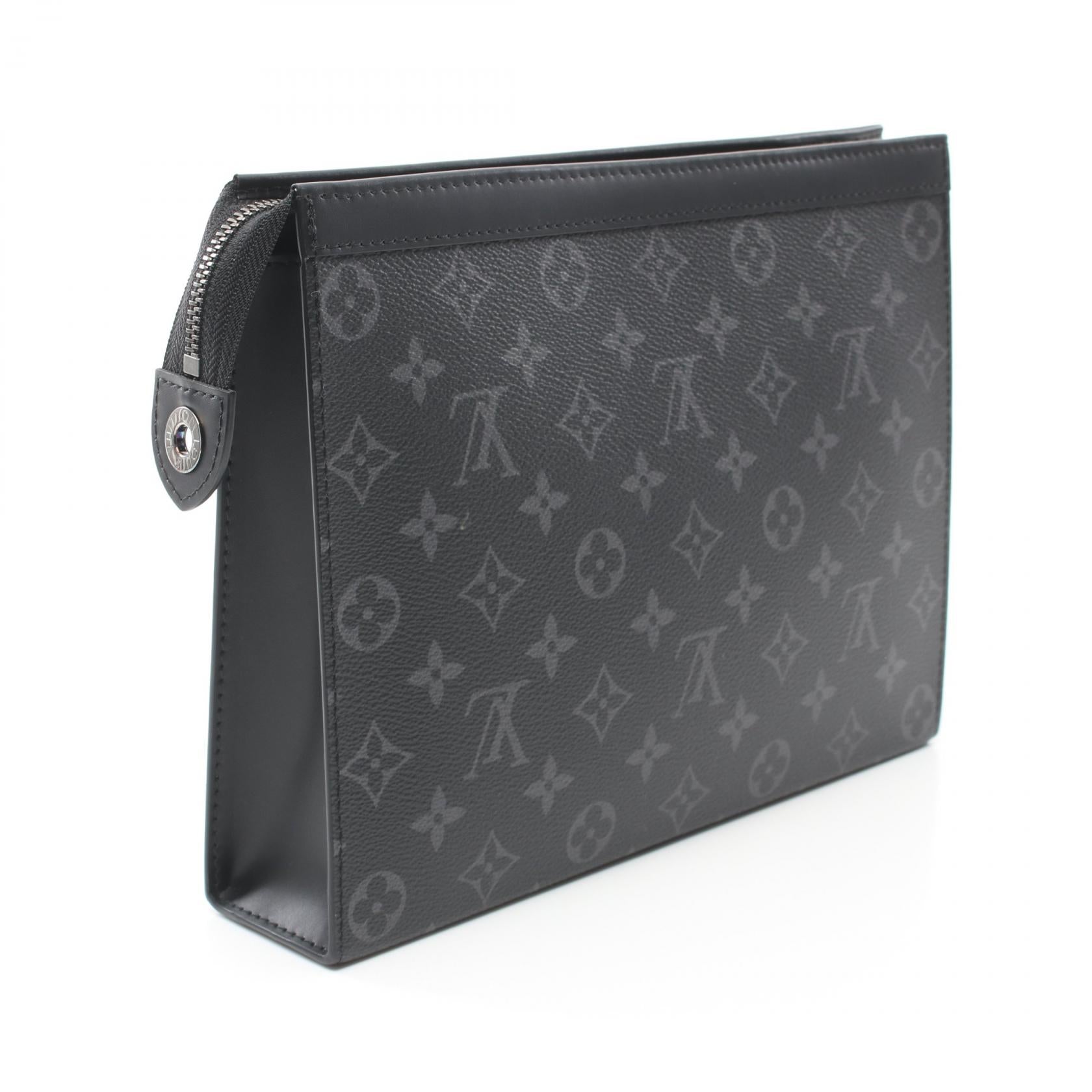 LOUIS VUITTON Monogram Eclipse Pochette Voyage MM銀扣手拿包