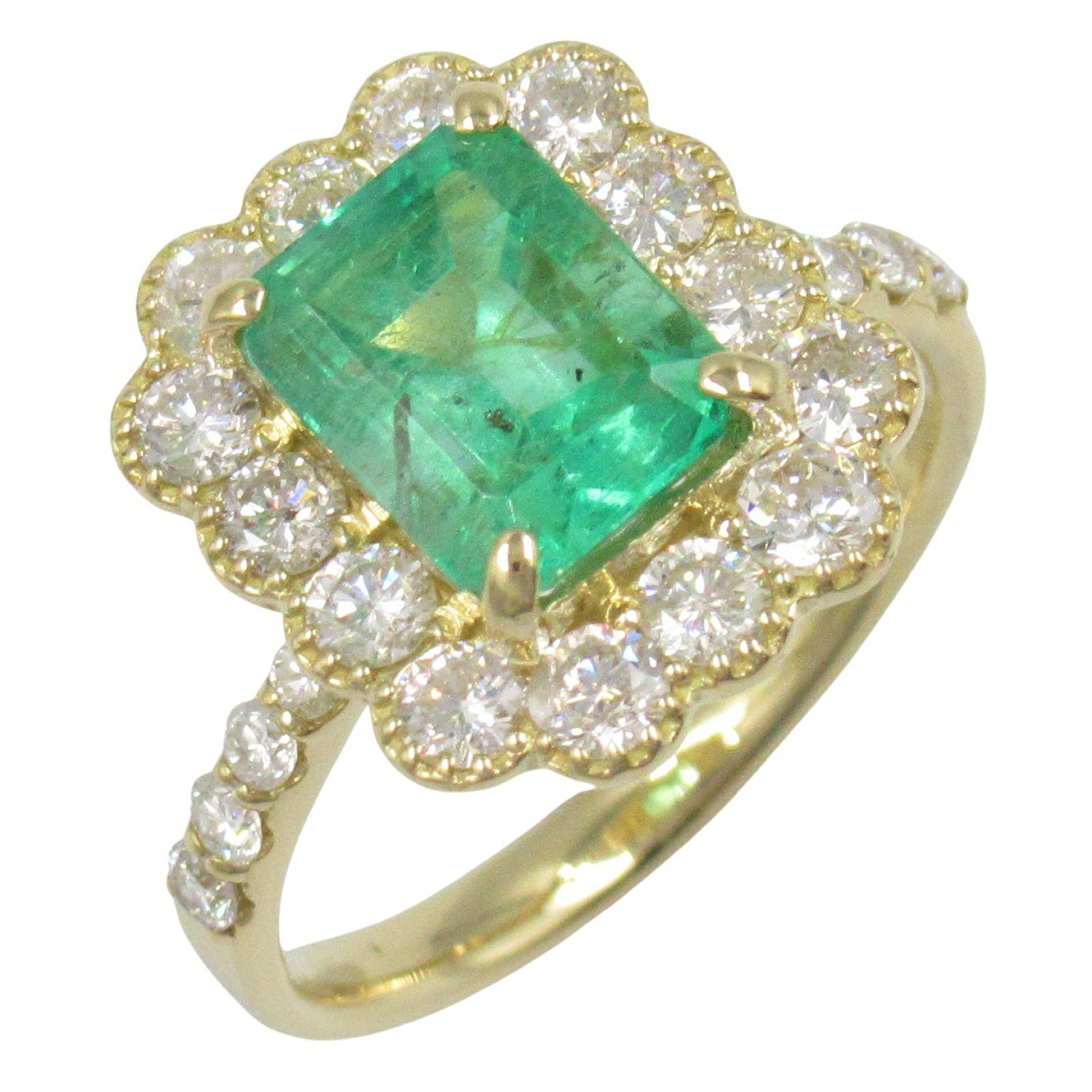 JEWELRY 18K黃金Emerald Diamond Ring綠寶石/鑽石戒指US#6.5