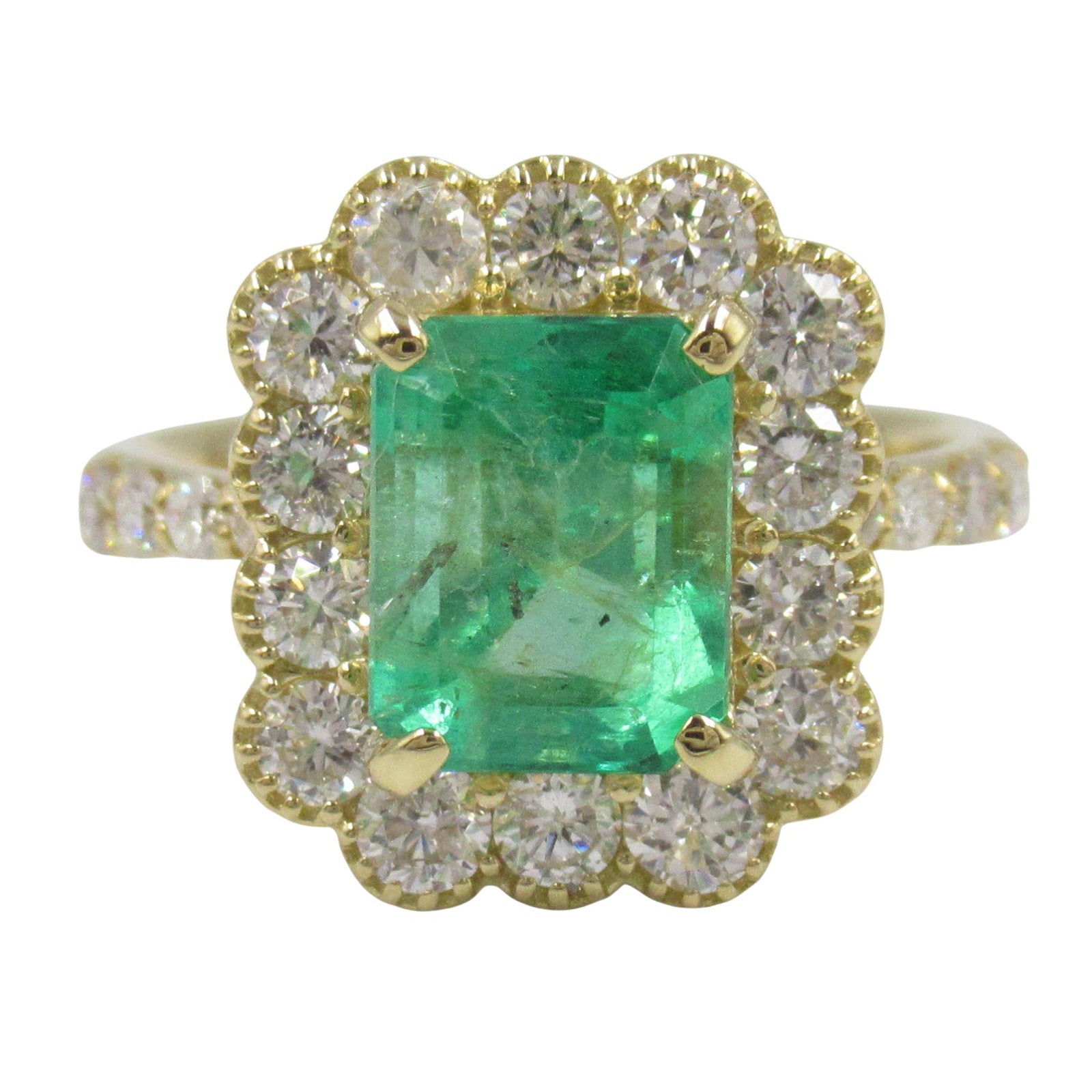 JEWELRY 18K黃金Emerald Diamond Ring綠寶石/鑽石戒指US#6.5