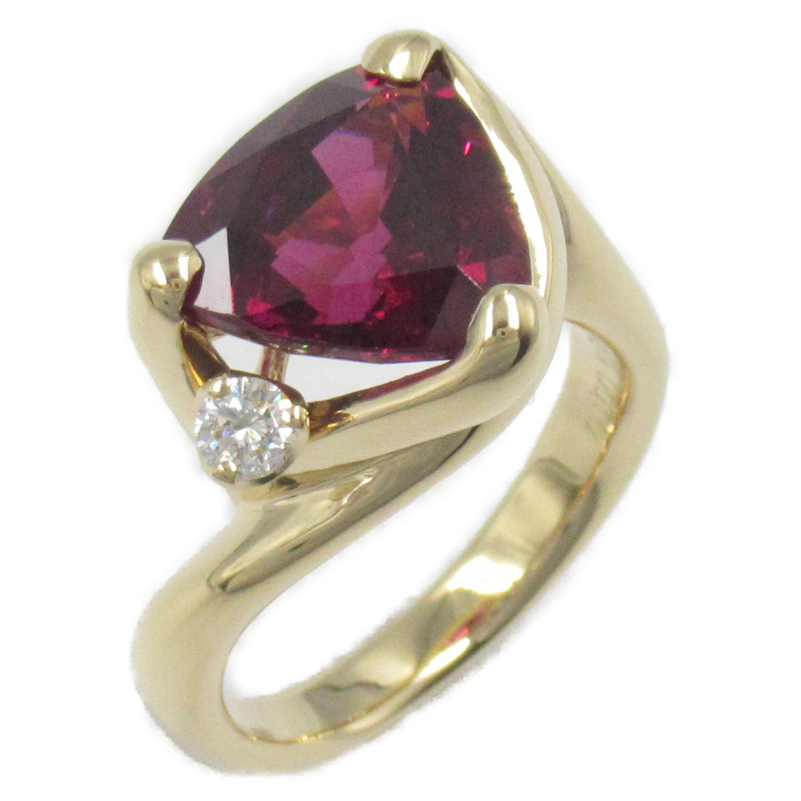 JEWELRY 18K黃金Garnet Diamond Ring戒指US#6.25