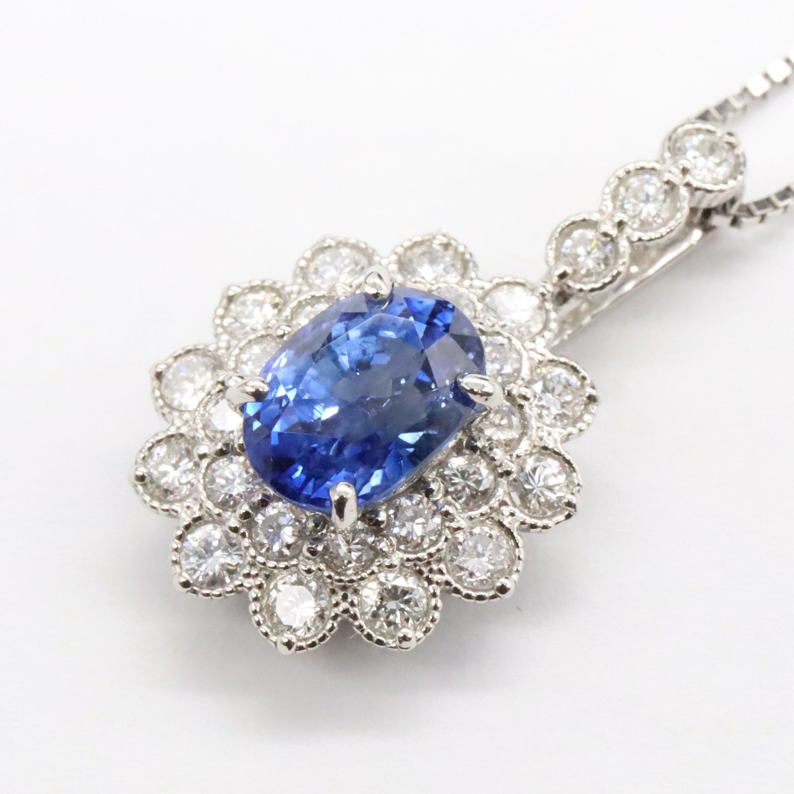 JEWELRY PT950/PT850鉑金Sapphire Diamond Necklace藍寶石/鑽石項鍊