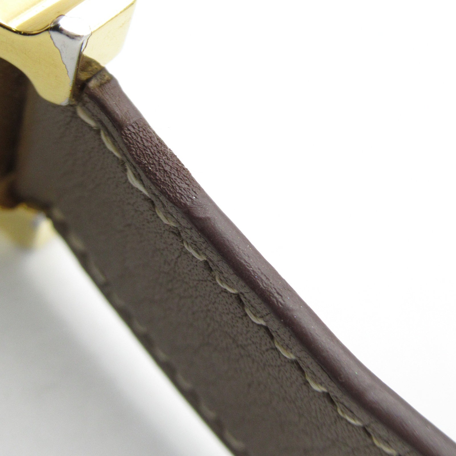 HERMES H Watch HH1.201 Quartz Watch Gold Plated Leather Belt White